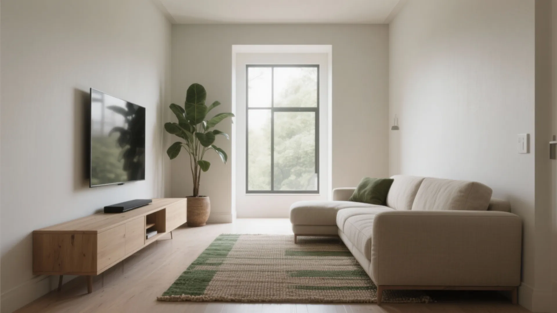 1. Line up furniture along the long wall