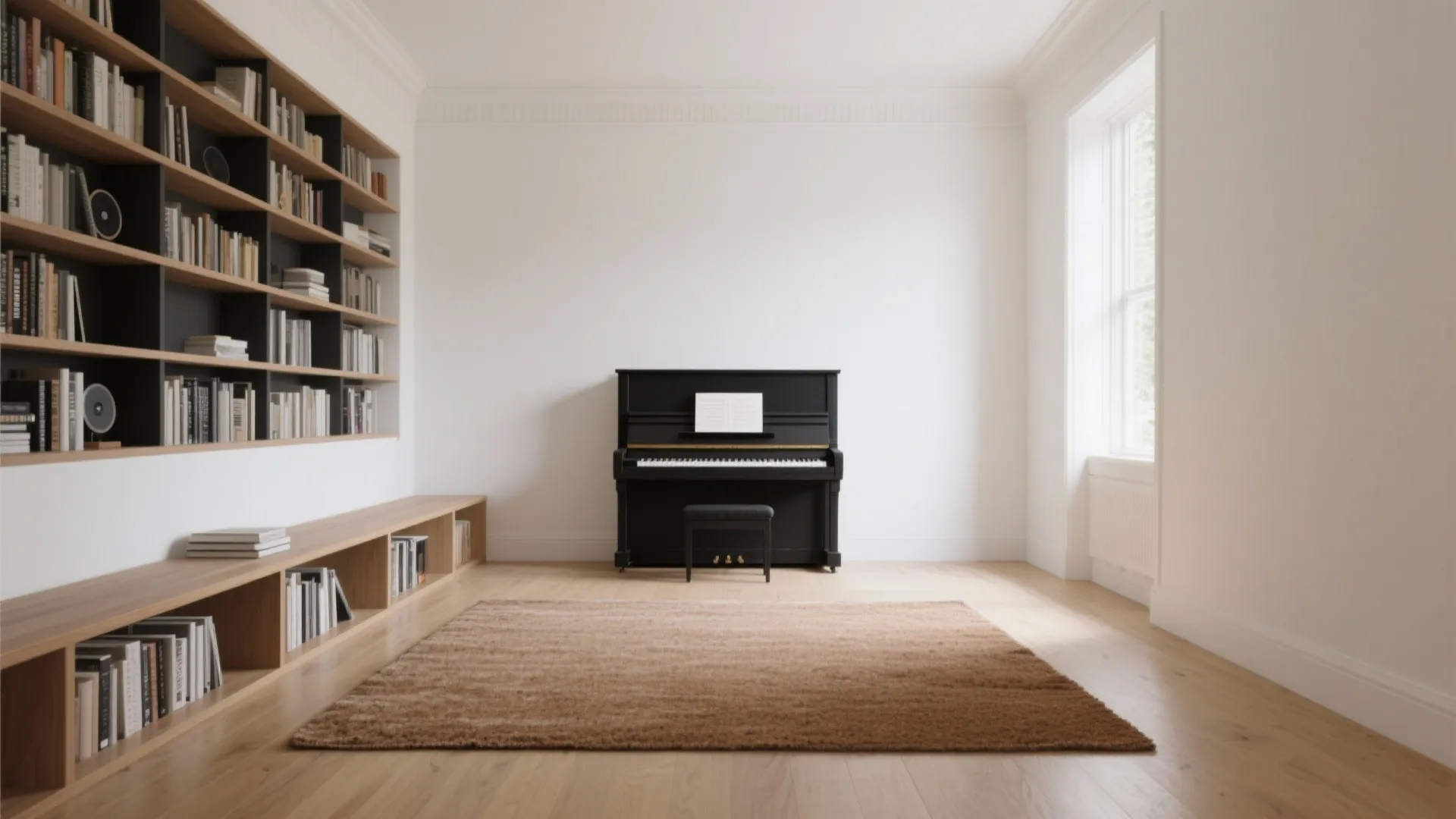 Long‑Wall Placement with Rugs and Diffusers