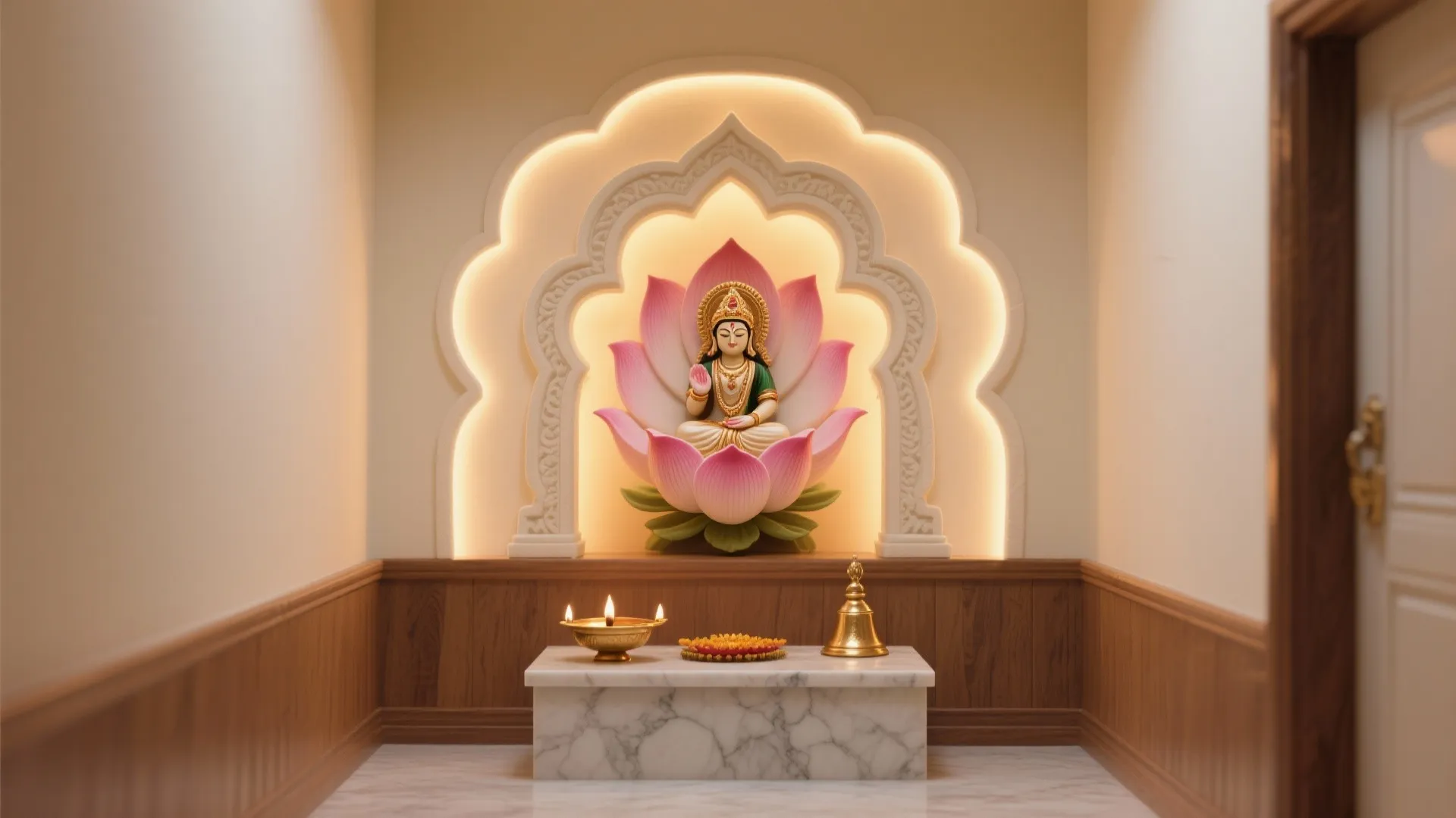 Lotus-arched POP Frame with Soft Cove Lighting