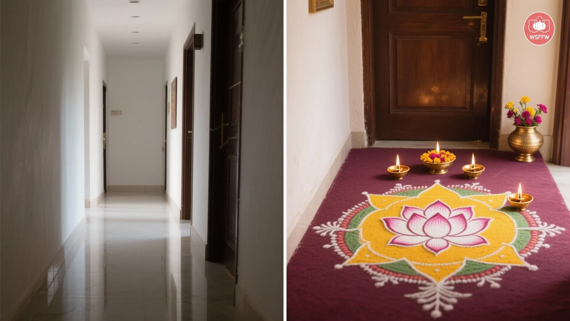 Lotus Mandala with Diya Cluster