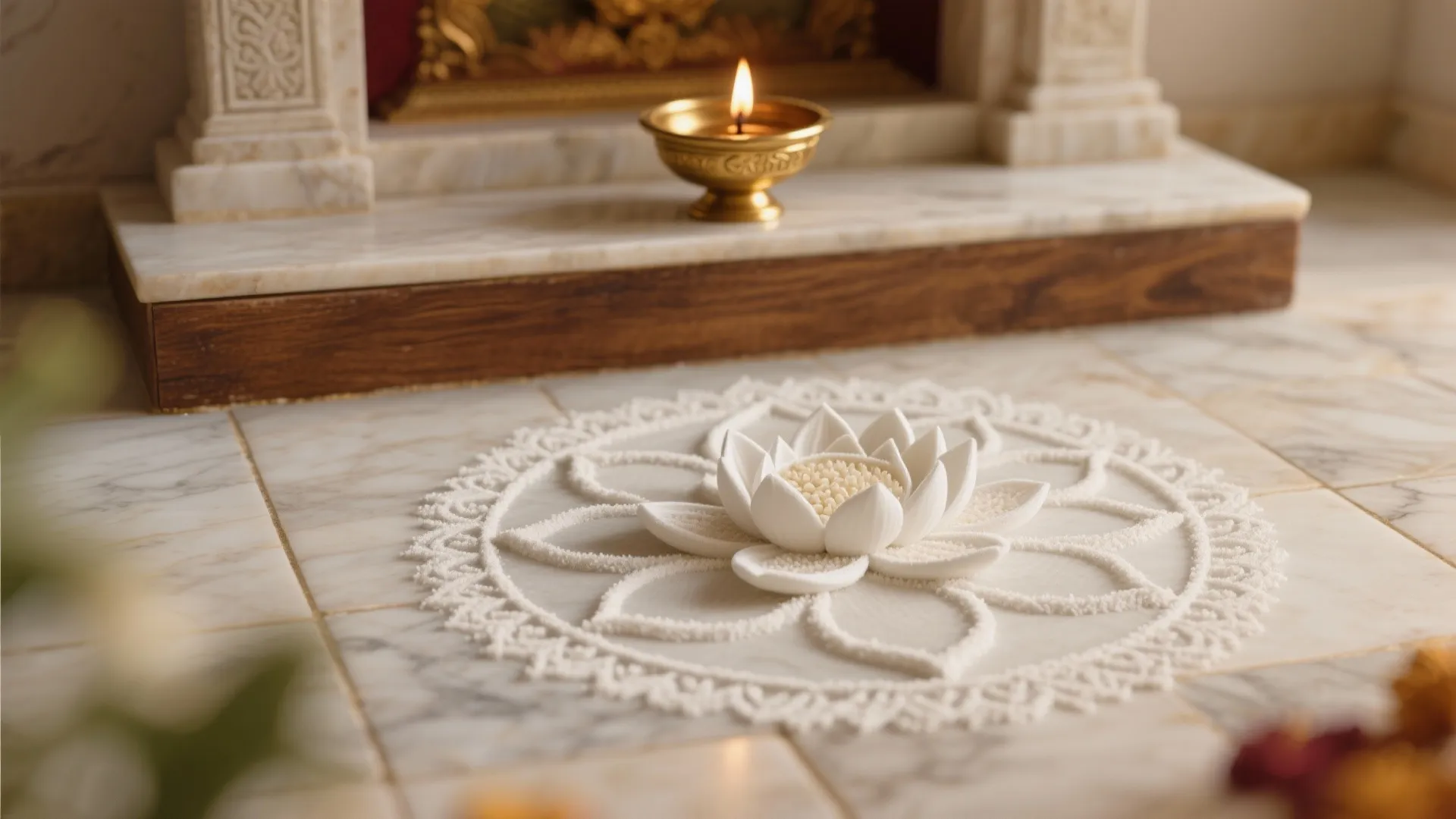 Lotus and Diya Motifs for a Softer, Calming Focus