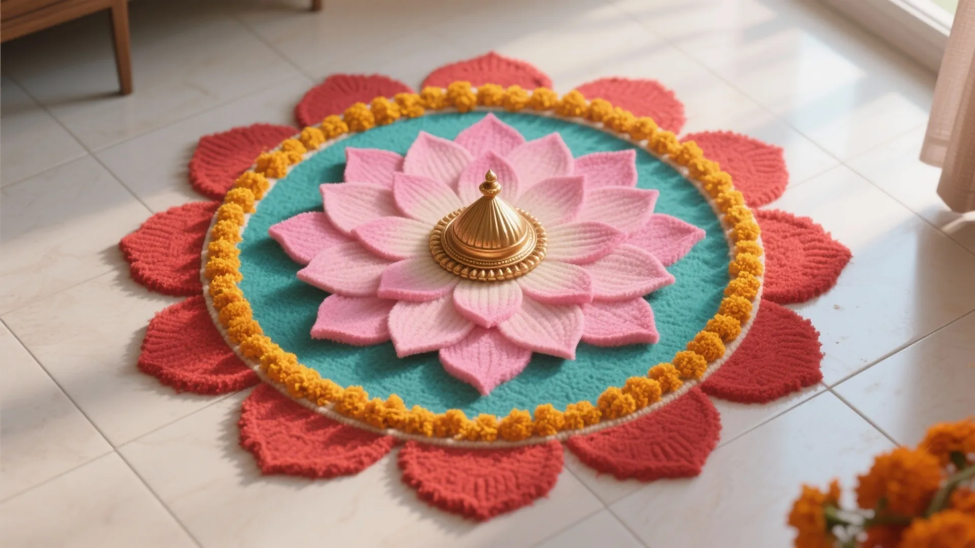 Lotus and Kalash Center Mandala