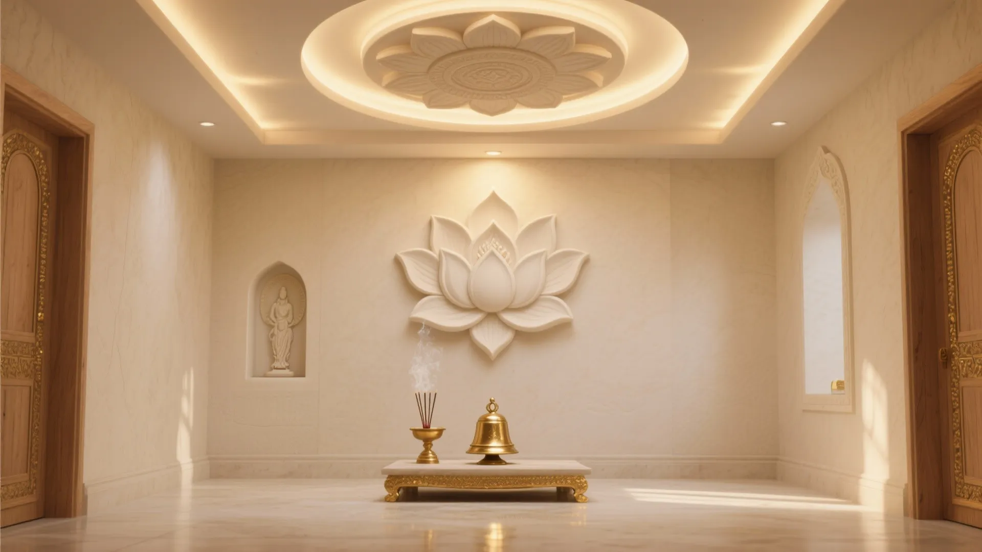 Lotus Motif POP Medallion with Backlit Center