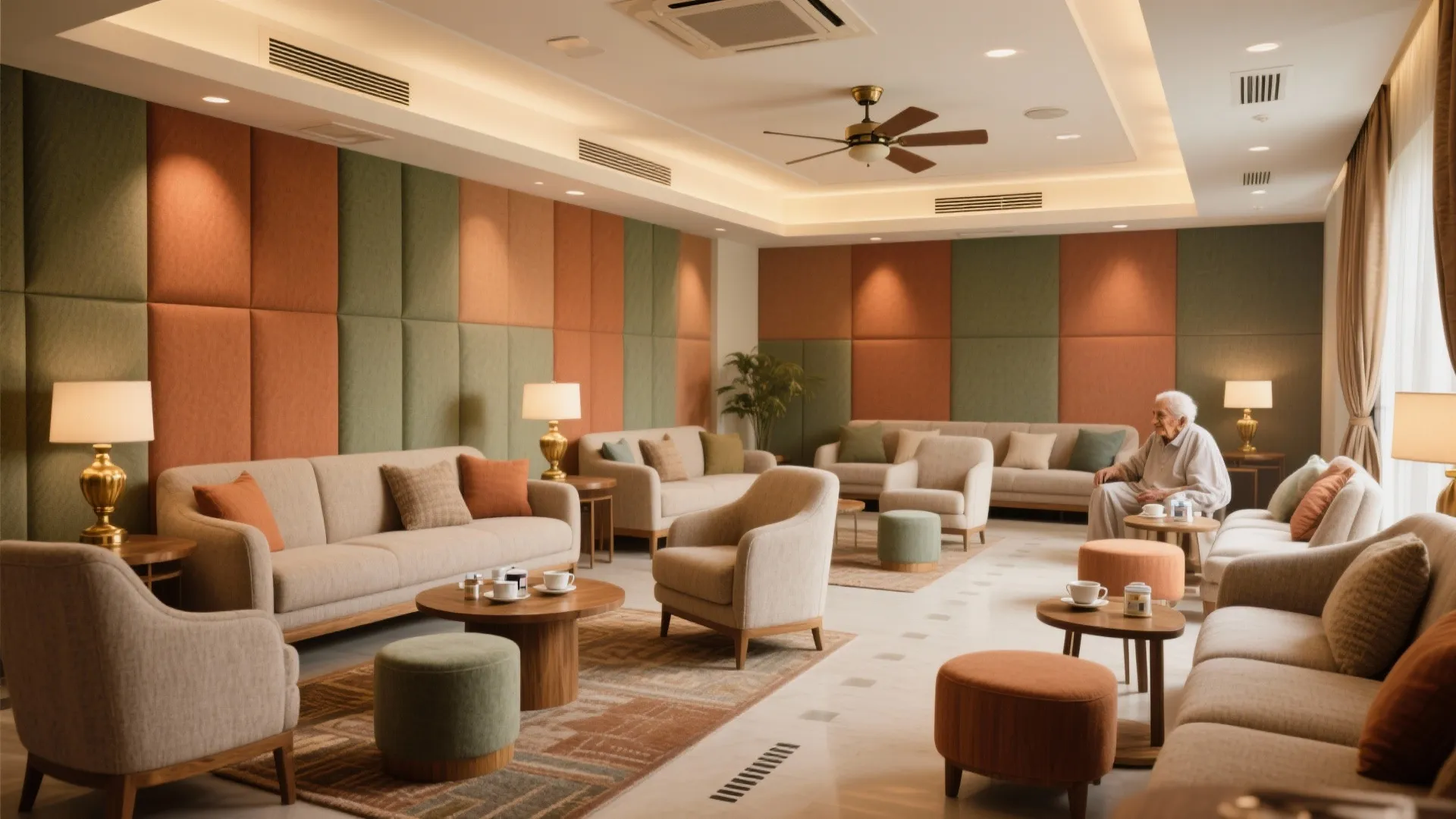 Community lounges with acoustic comfort