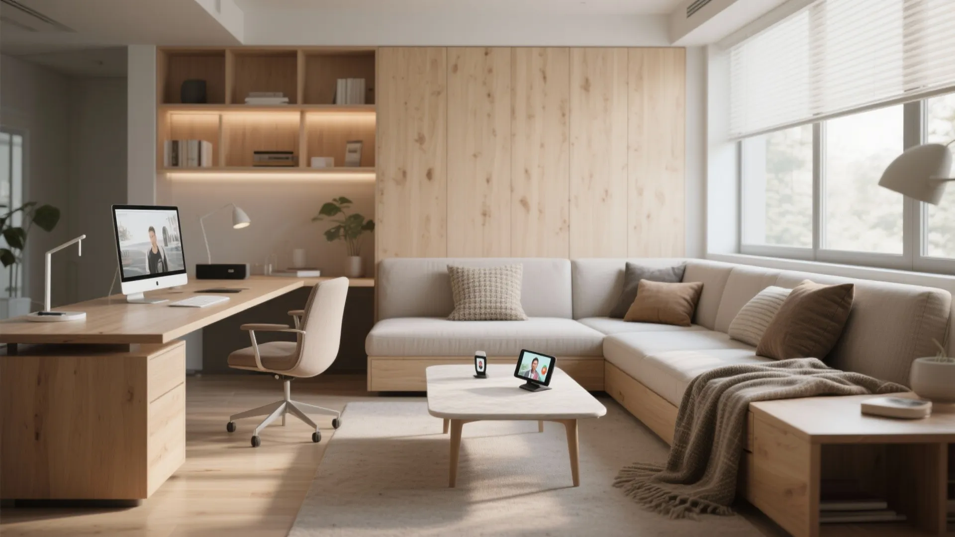 3. Convertible lounge-desk combo