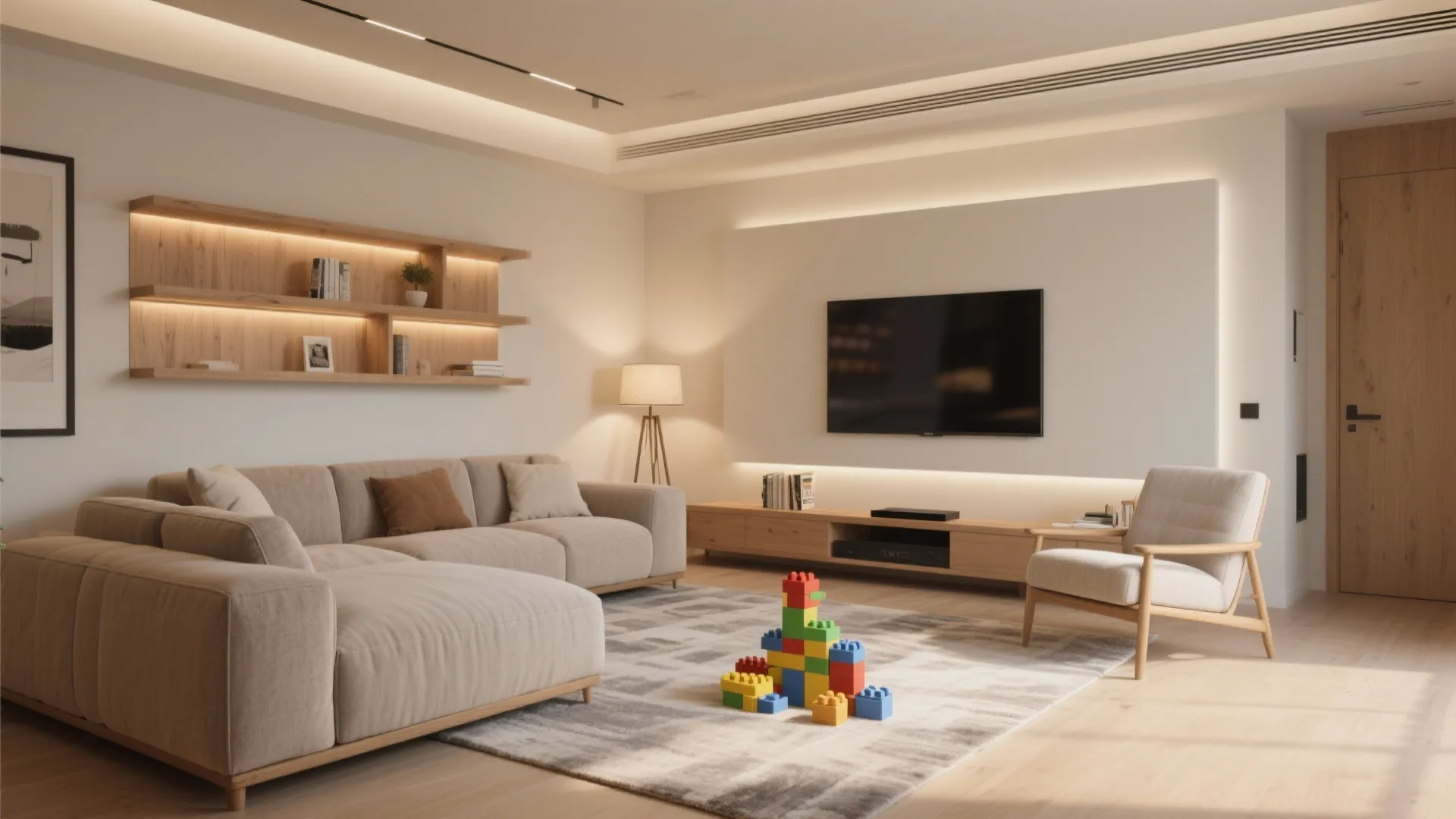 Family Lounge with an L-Shaped Game Plan