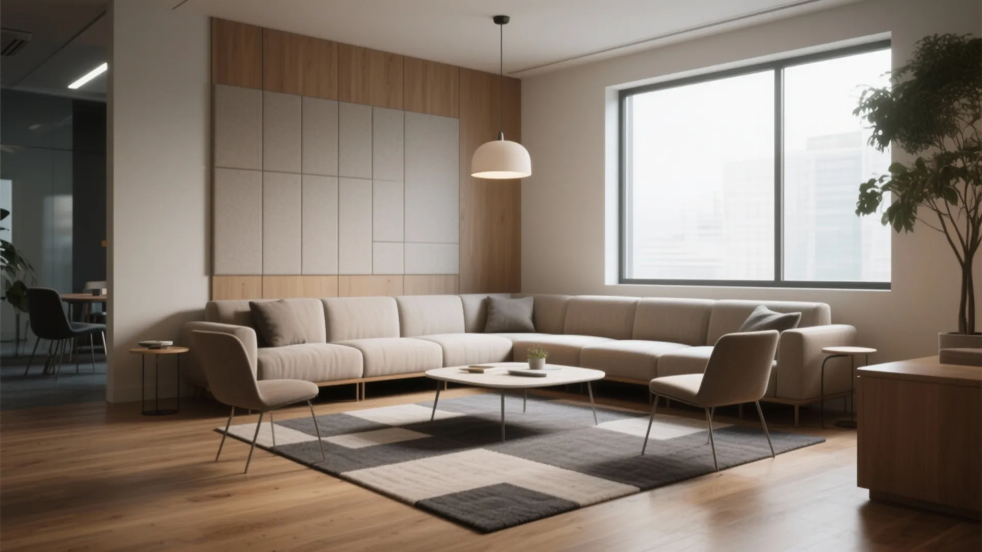 1. Dual-purpose lounge and meeting nook