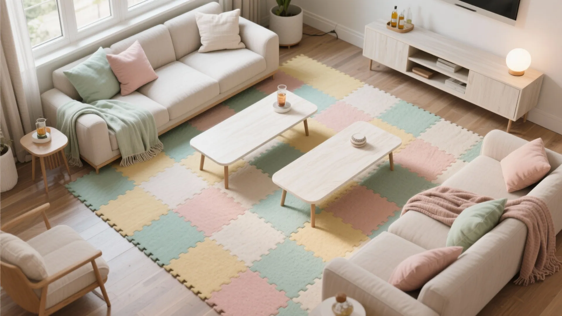 Color-Blocked Picnic Lounge Indoors