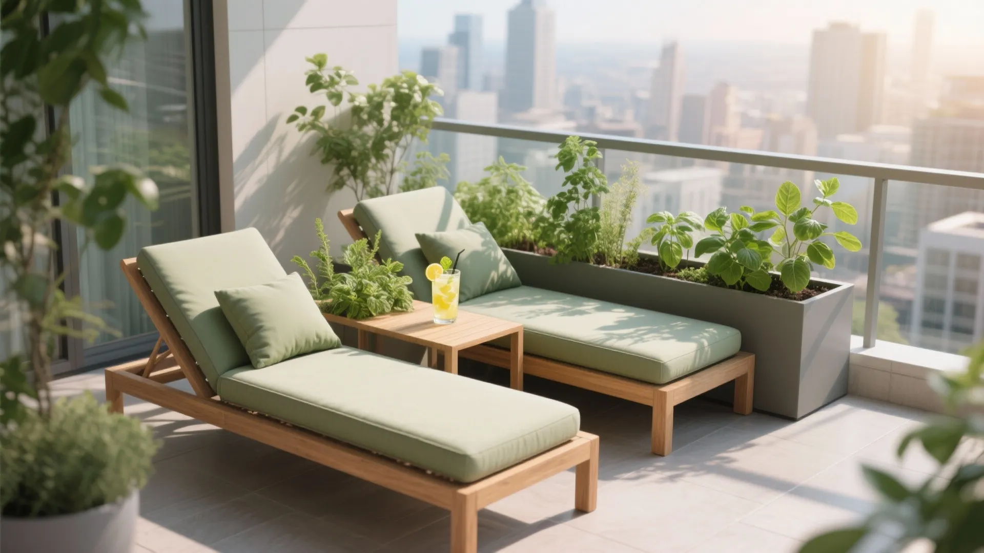 Two-in-One Lounger Sets with Compact Planters