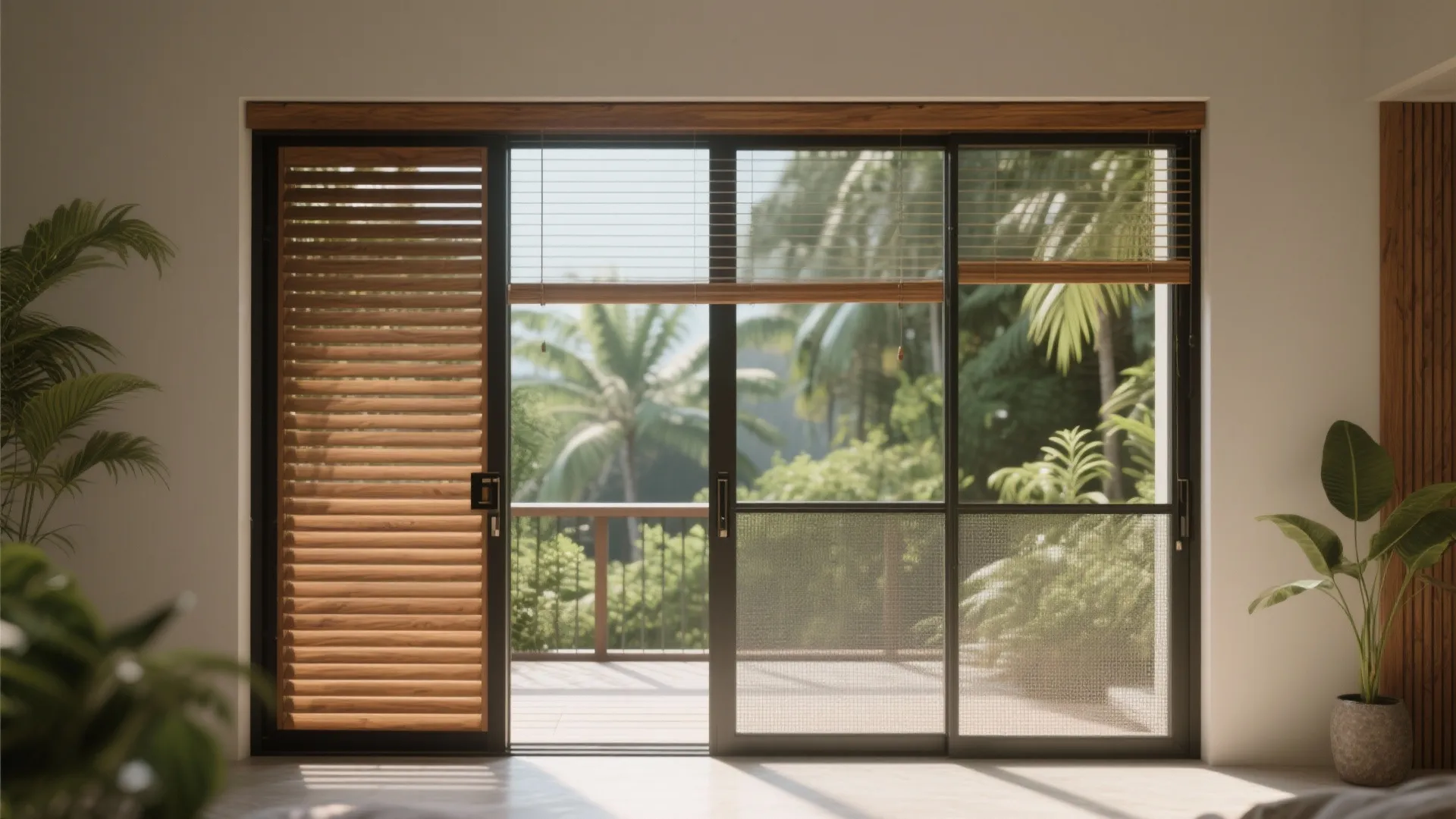 5) Louver-glass hybrid for airflow and privacy