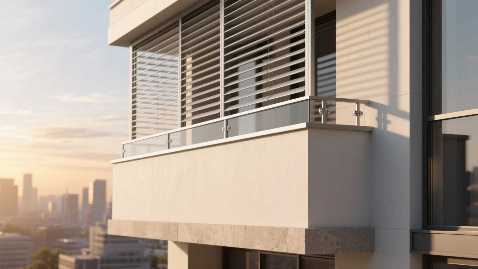 5) Adjustable Louver Fins Over a Solid Parapet