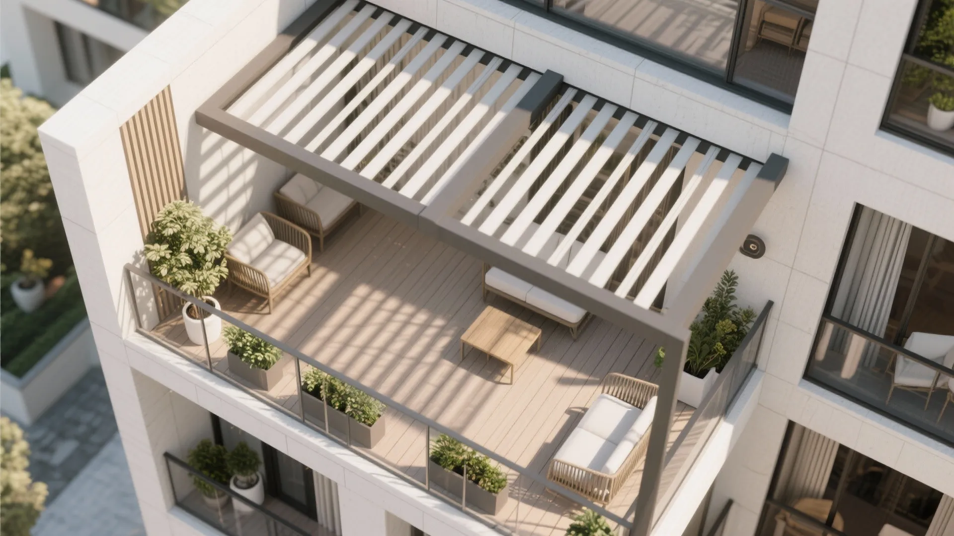 Adjustable Pergola Louvers for Micro-Balconies