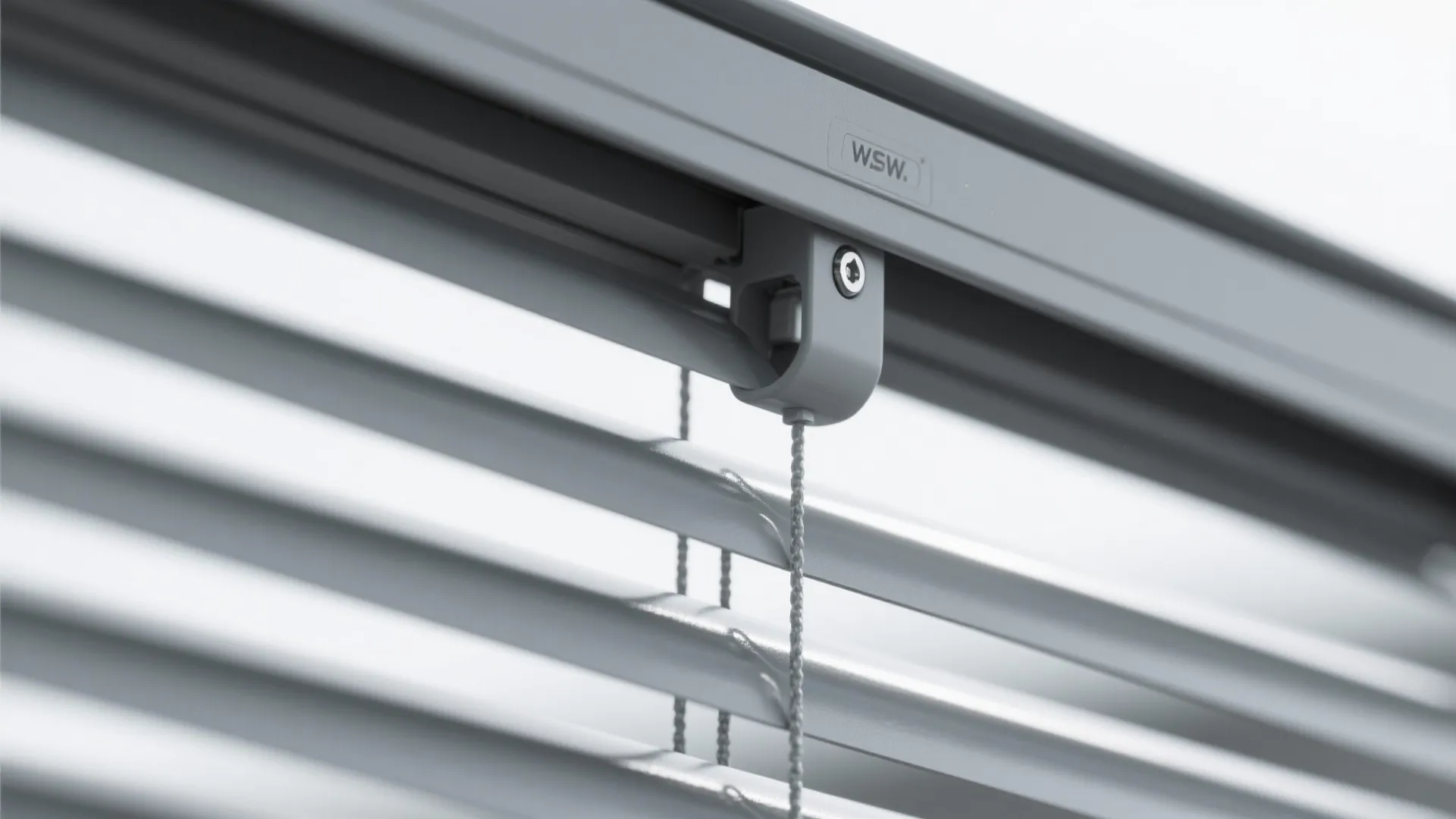 Macro view of aluminum louver blade and tilt hardware with a slim powder-coated frame.