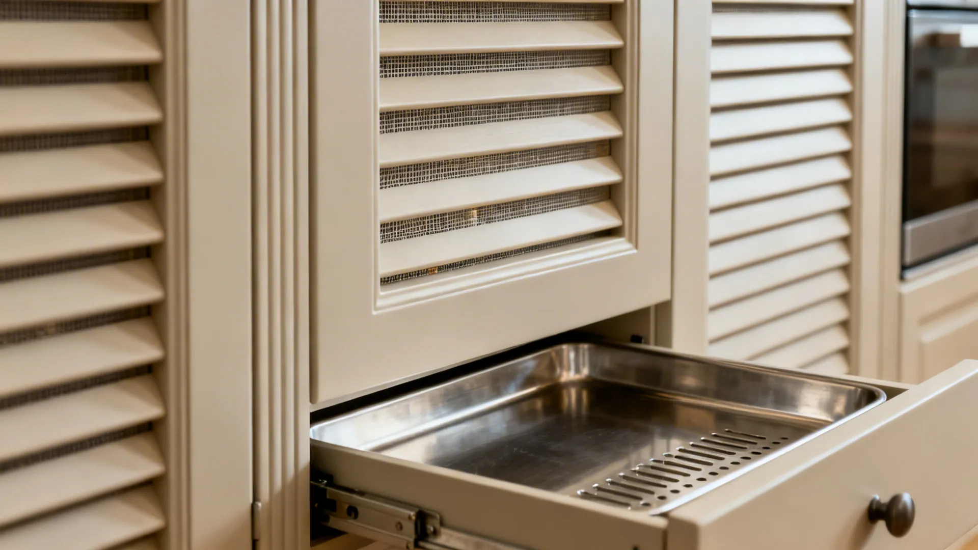 Ventilated storage and easy-clean details