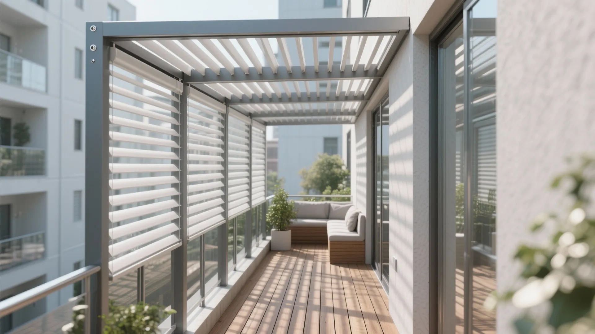 Micro louvered pergola