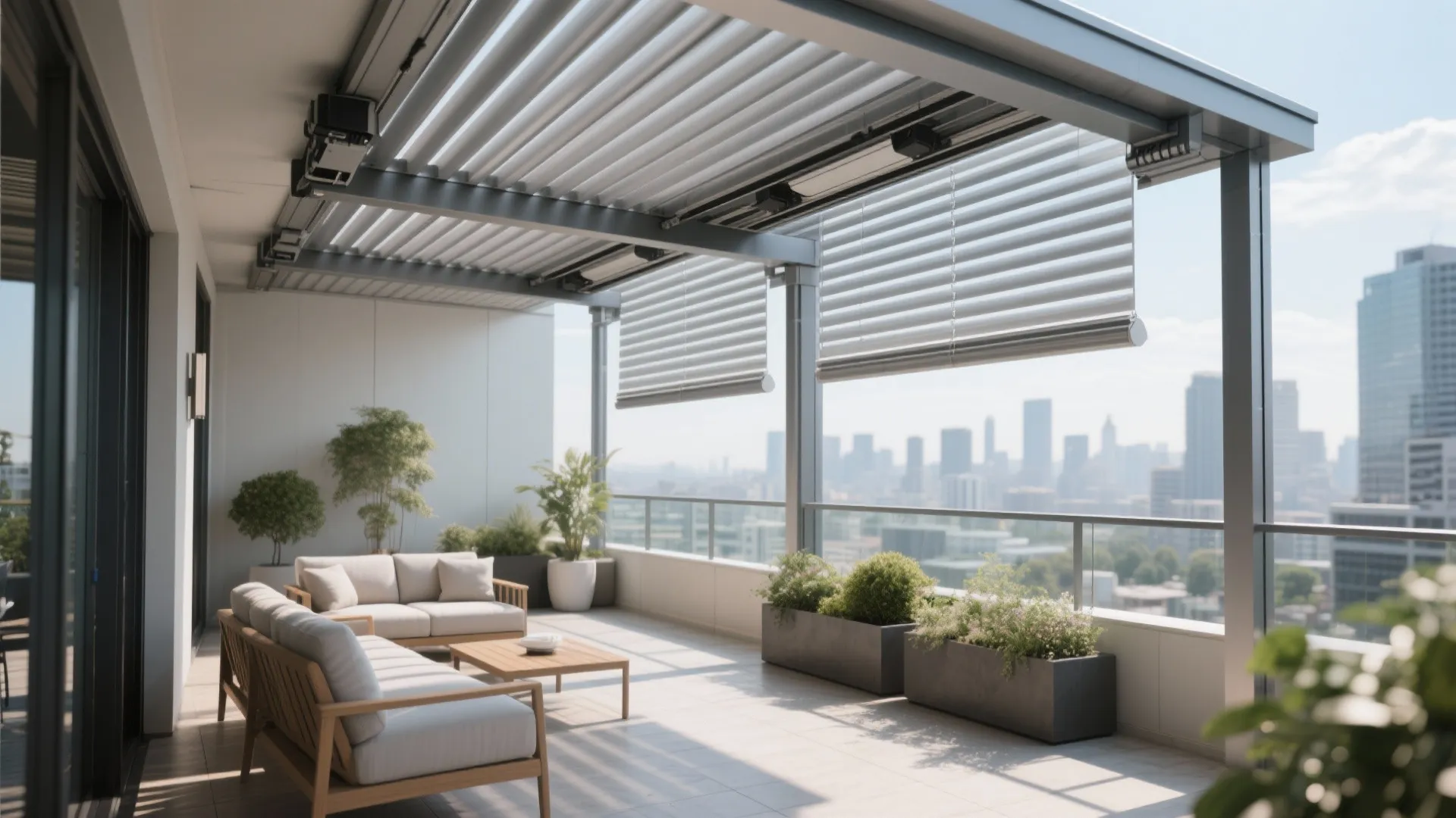 Smart Pergola Roof with Adjustable Louvers