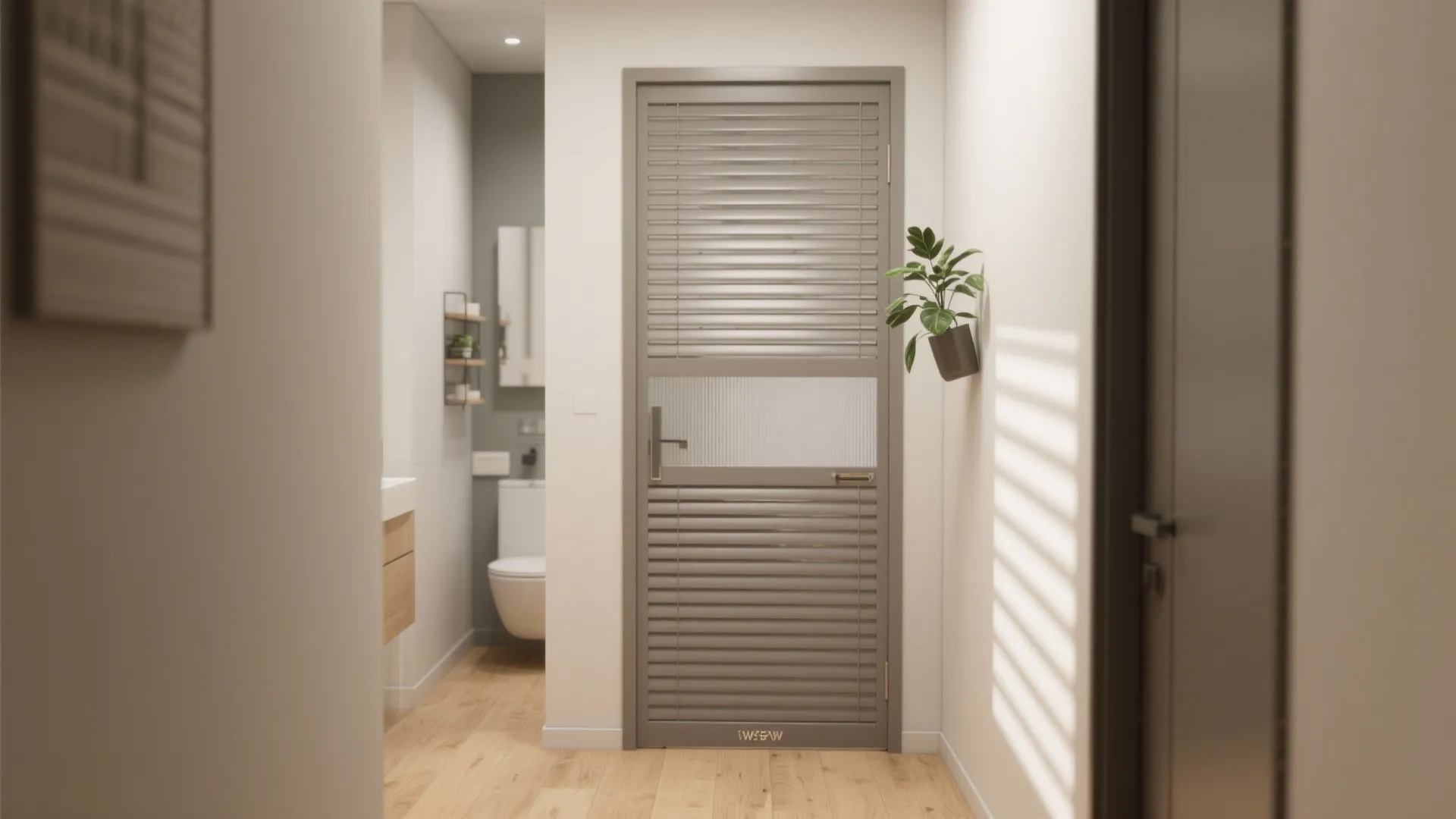 Framed louvered aluminium gate for airflow