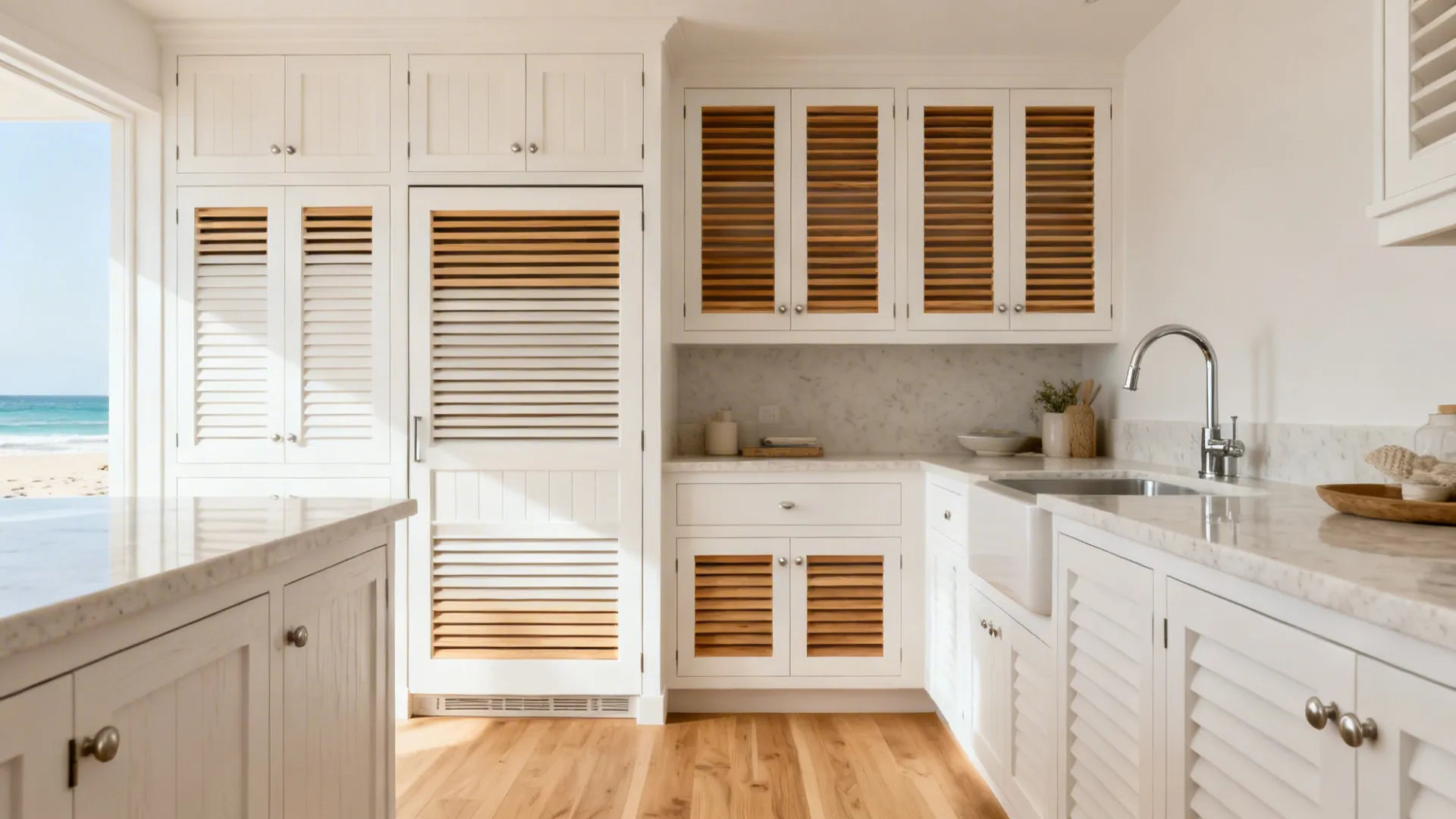 1) Louvered Cabinet Doors for Passive Airflow