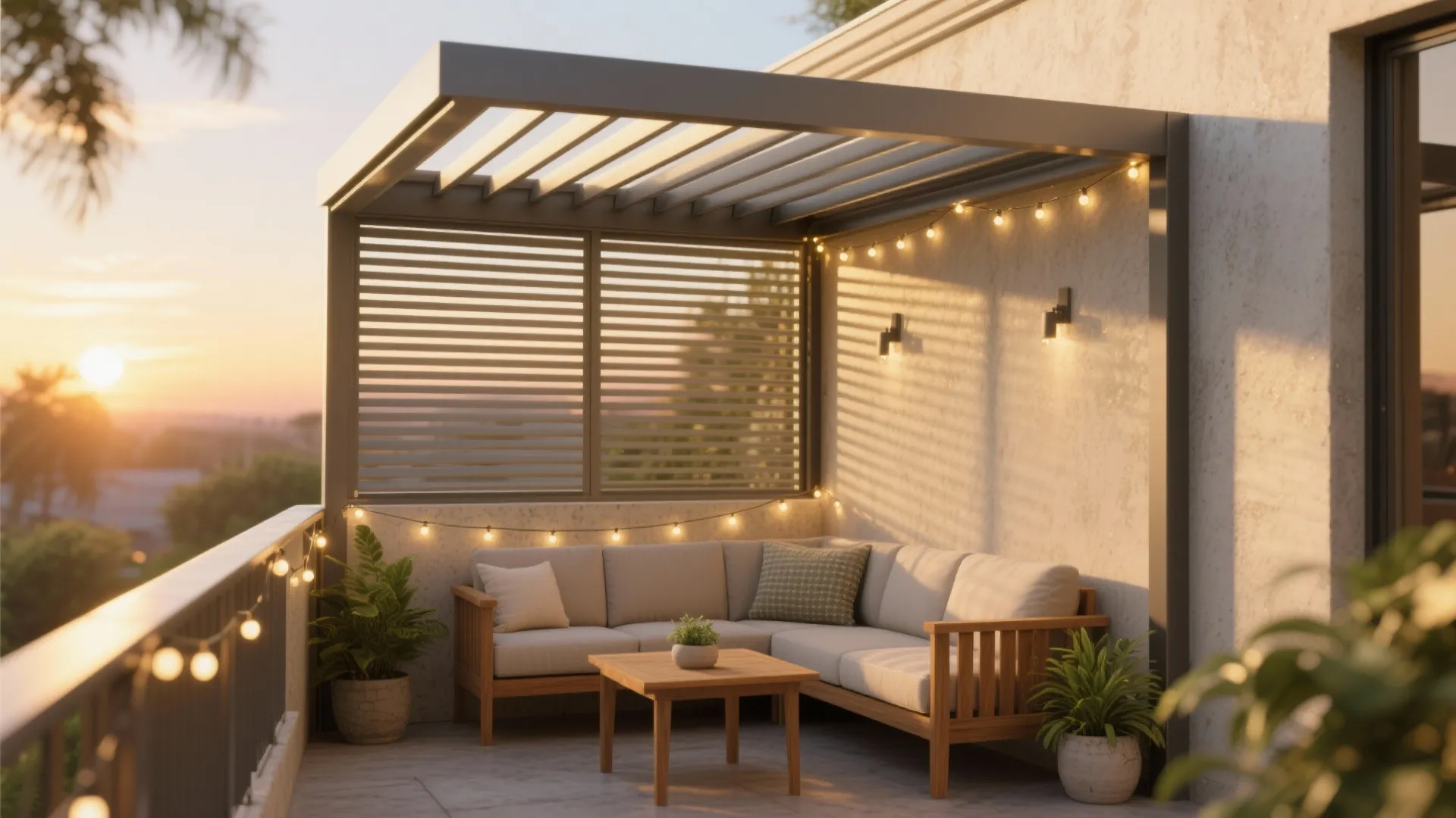 Micro Louvered Pergola (Control Sun and Rain)