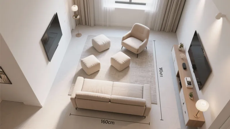 Modern Living Room Layout with Neutral Furniture