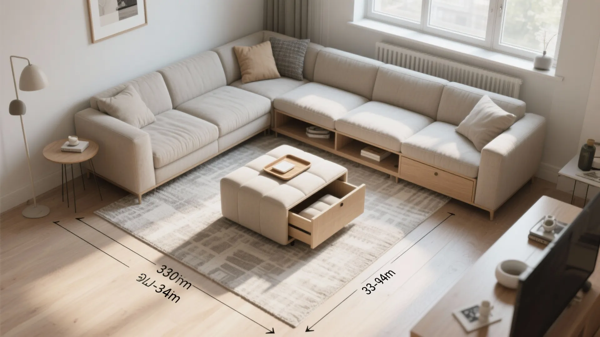 Modular Loveseat + Smart Ottoman Combo