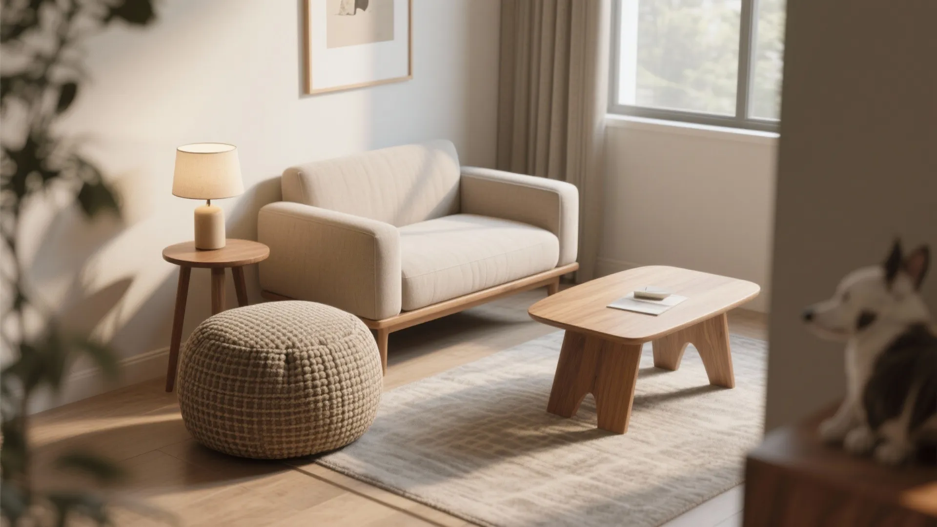 2. Try a loveseat plus a pouf instead of one big couch