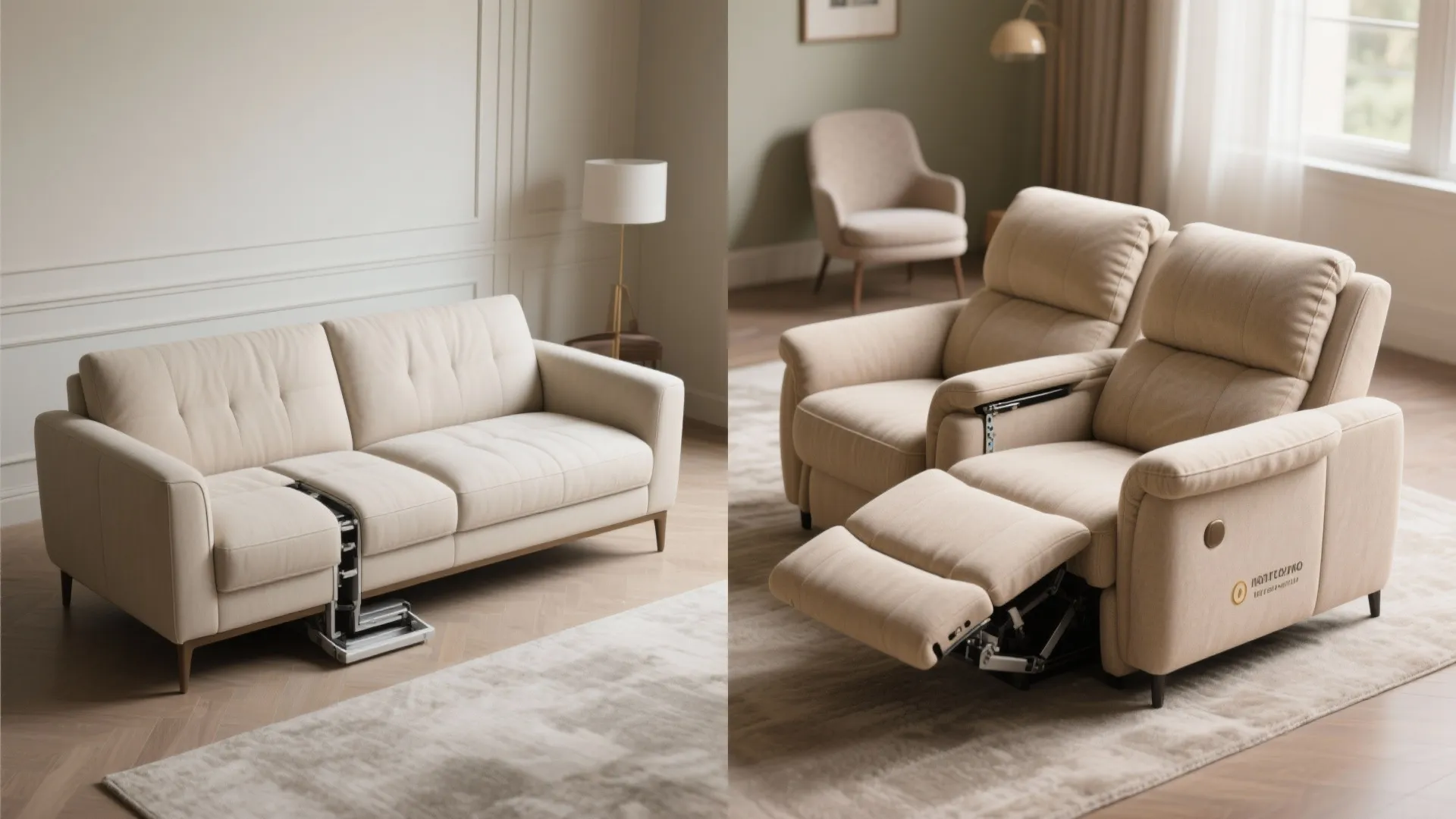 Loveseat with hidden recliners