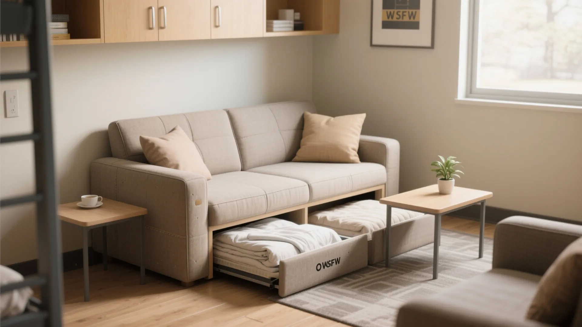 1. Convertible loveseat with hidden storage