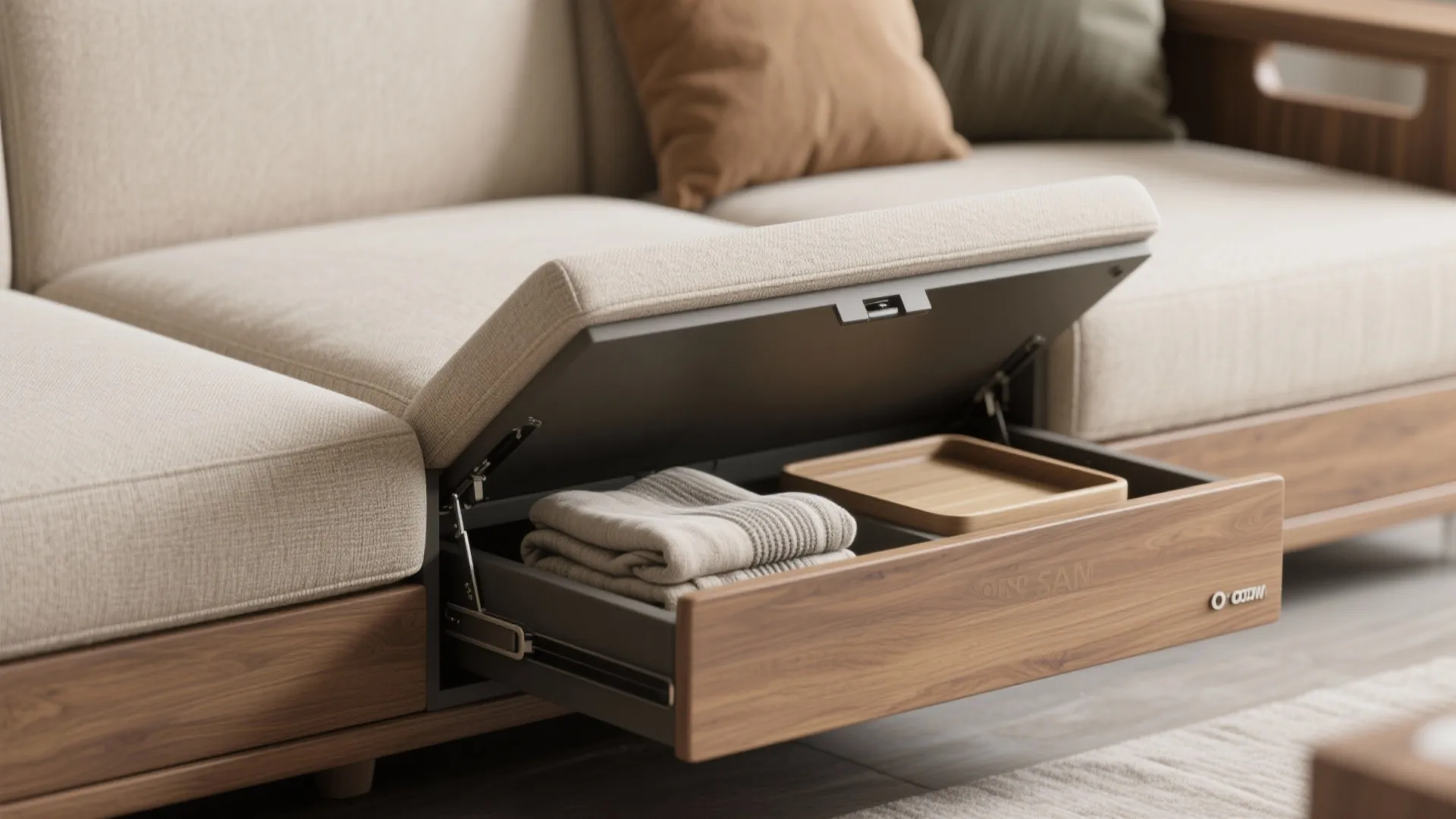 Loveseat with built-in storage