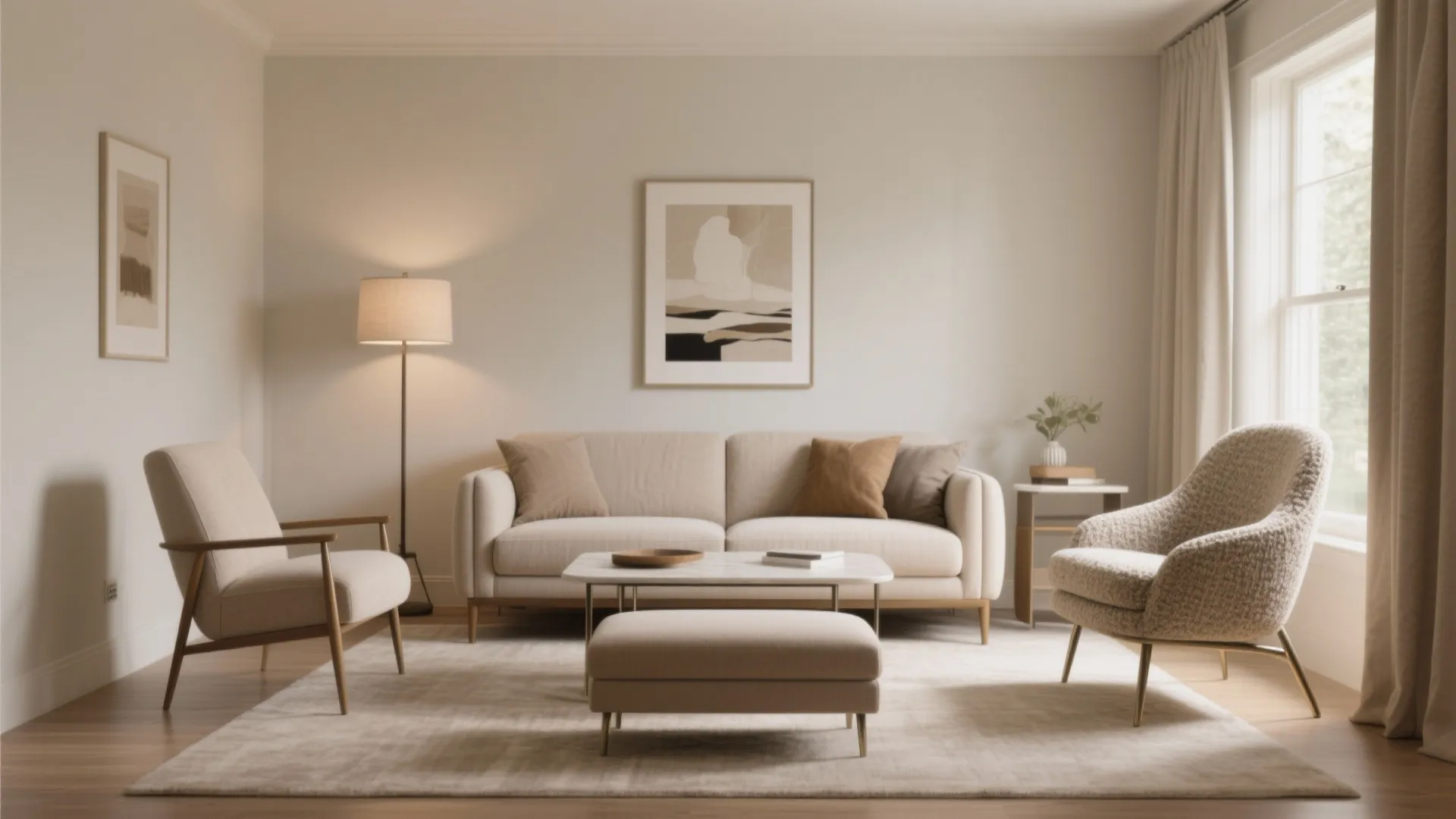 Two accent chairs + loveseat for conversation