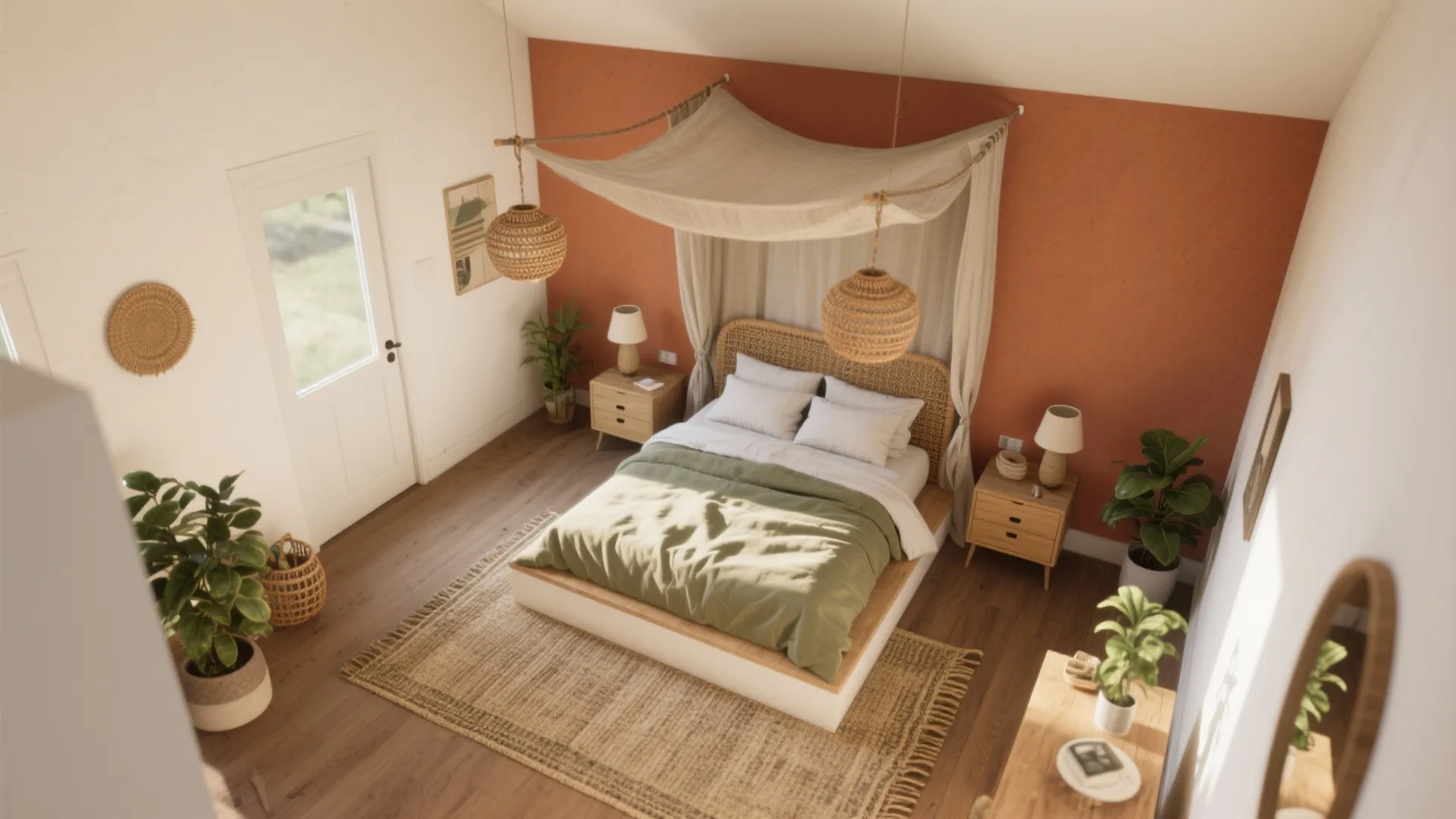 Go Low and Breezy: Platform Bed + Soft Canopy