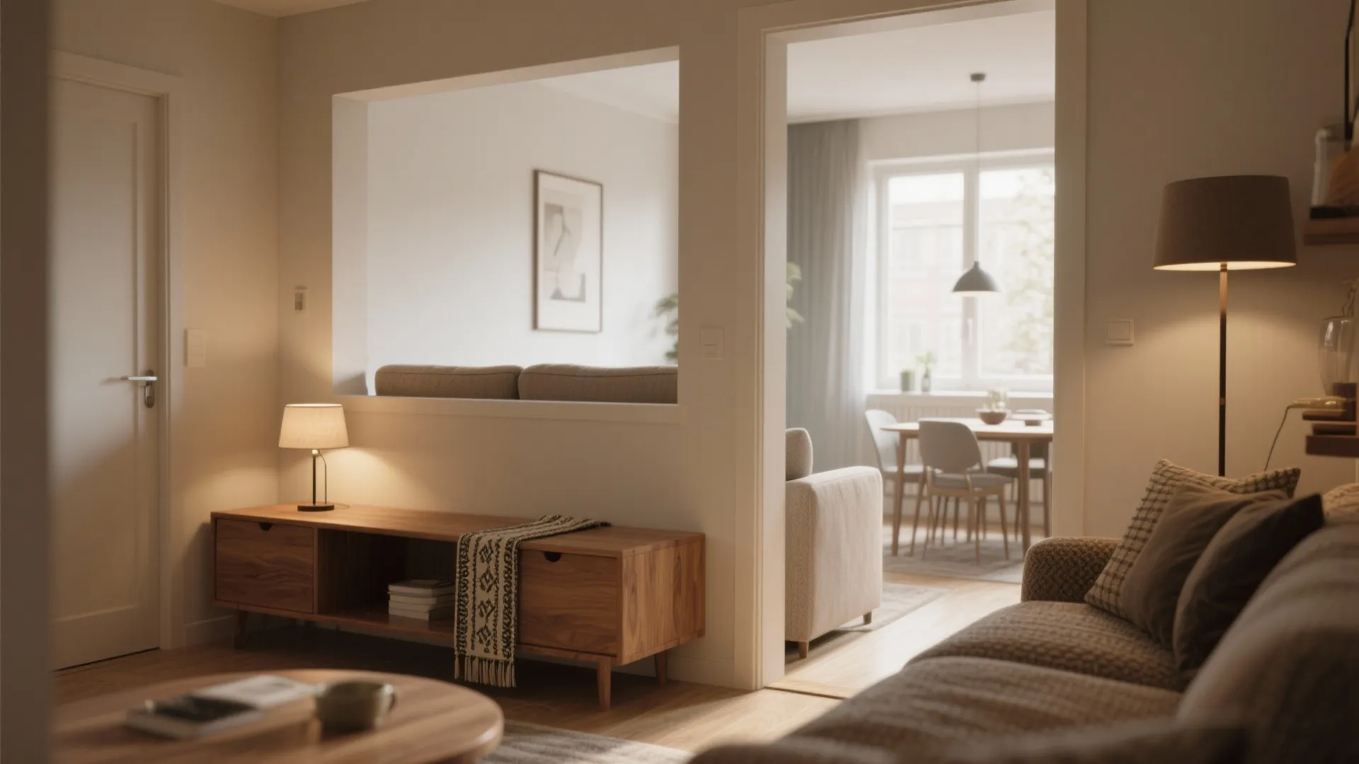 1. Low console or sofa-backed divider