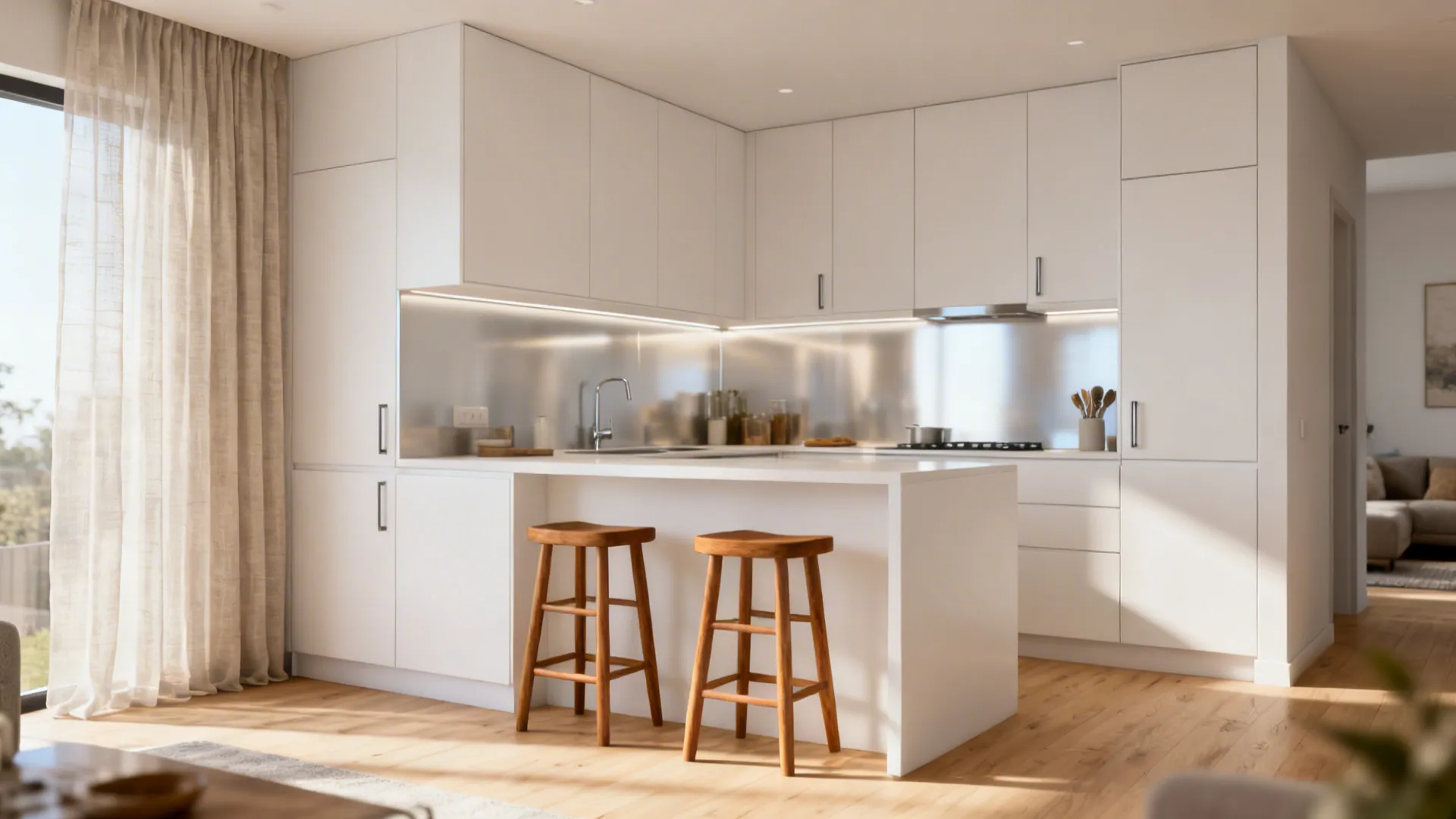 Light, low-contrast palette with a reflective accent