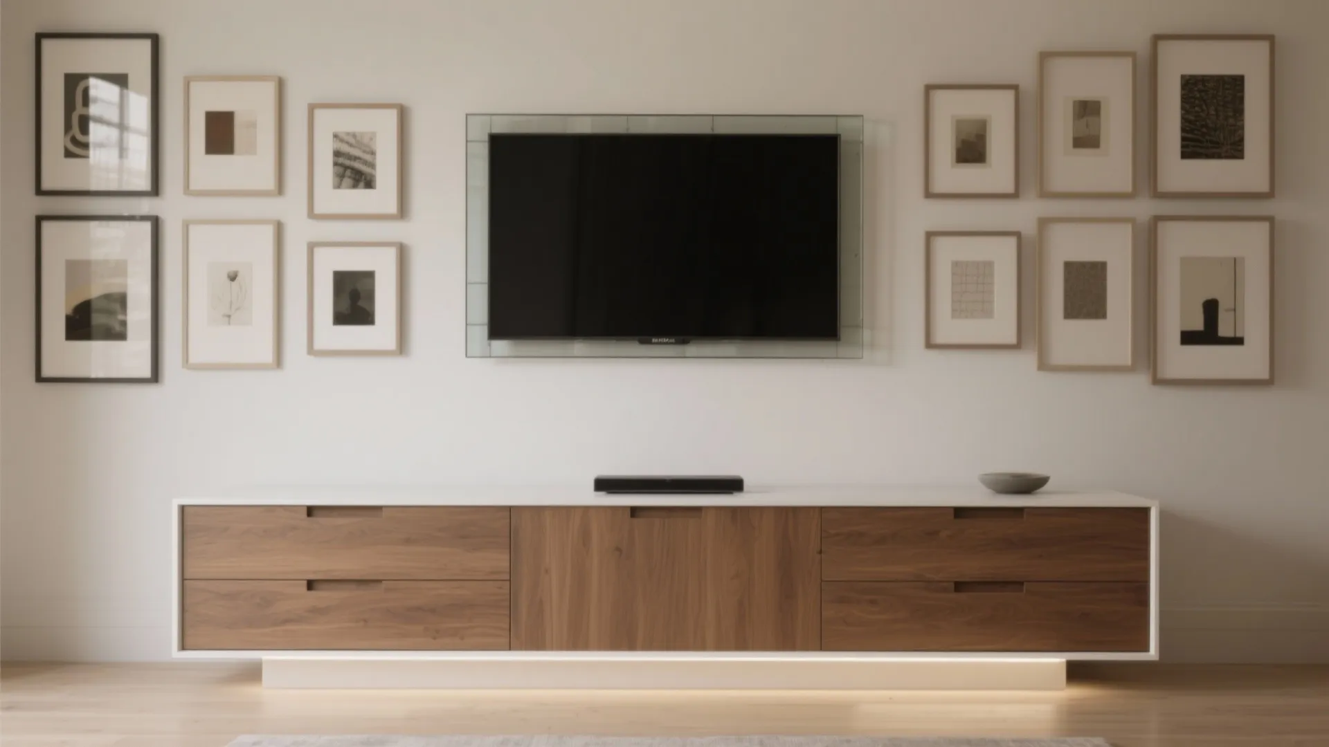 Low credenza + art-led gallery wall