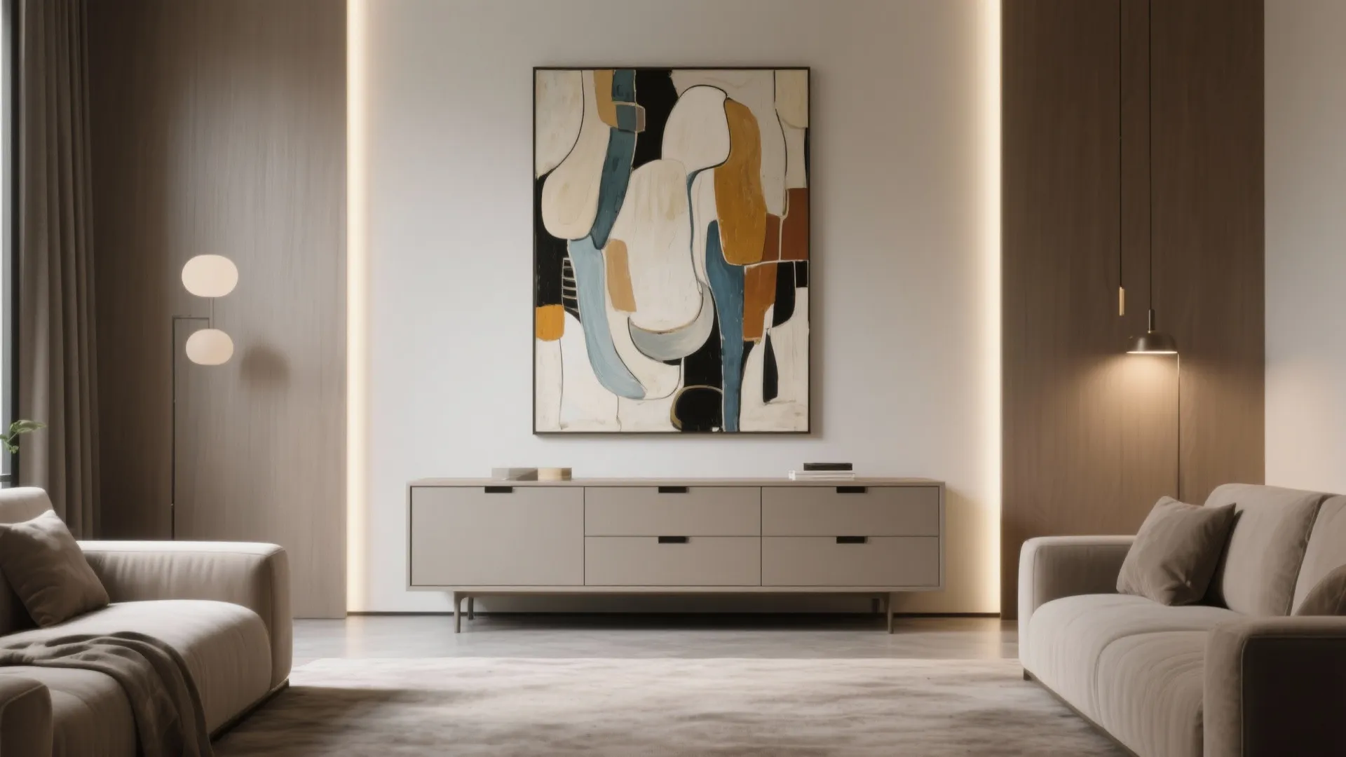 5. Low Dresser Beneath Large Art