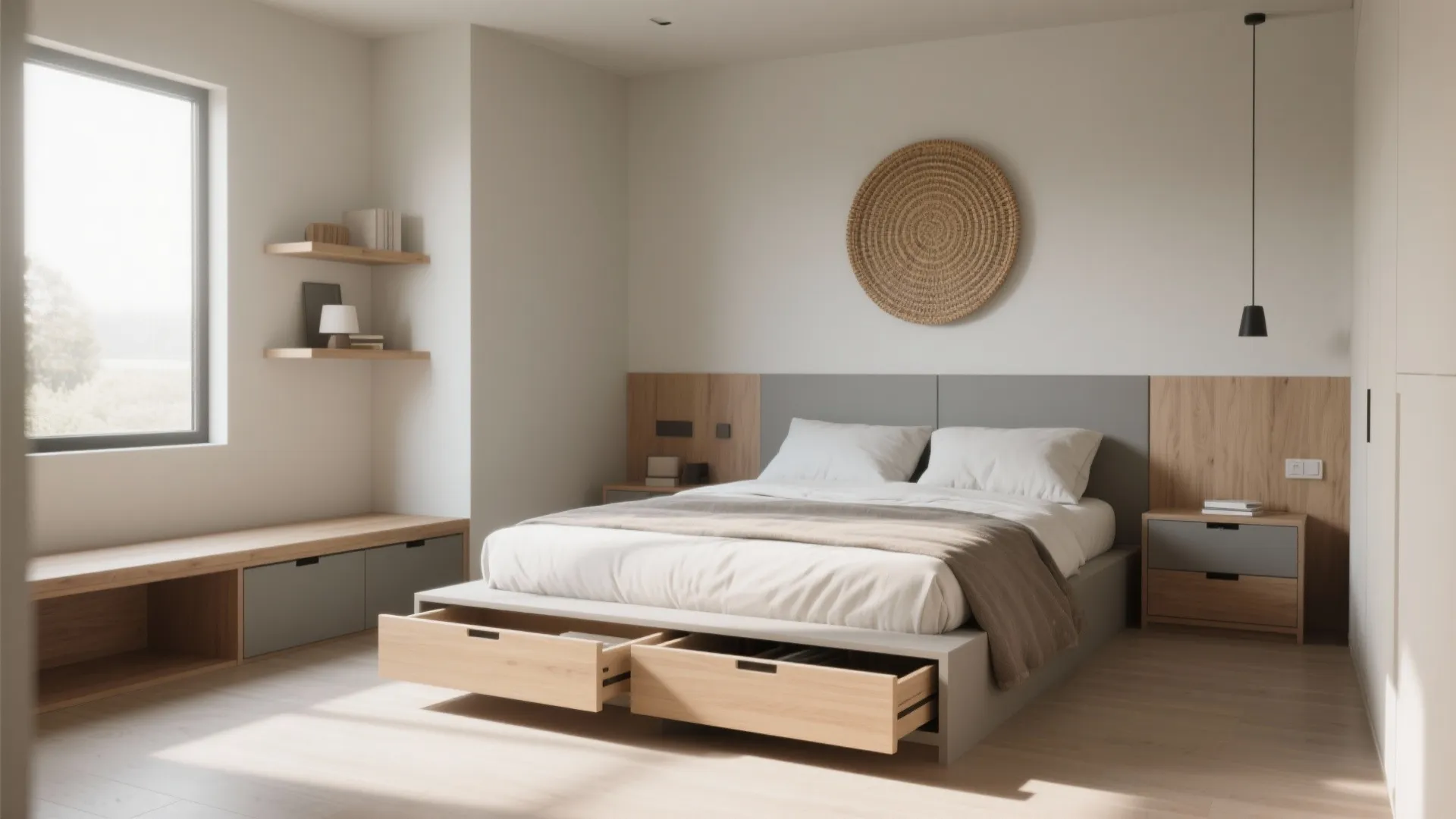 4. Low furniture and built-in storage