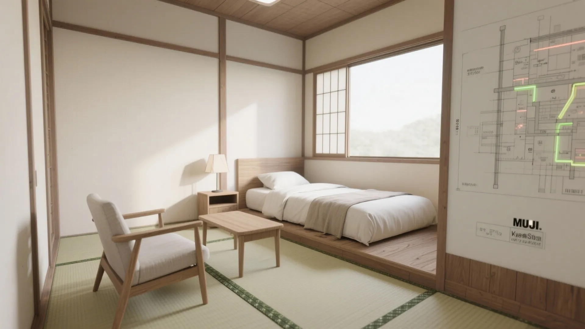 Tips 3: 低い家具＋脚のある什器で日式風格の軽さ