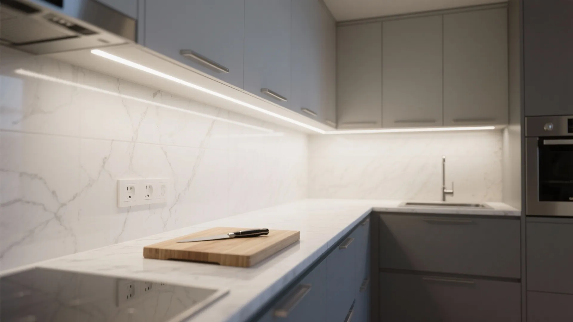 Low-glare task lighting in the kitchen