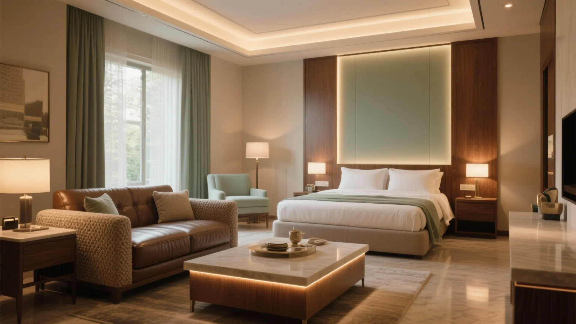 Calm luxury palettes and low-glare lighting