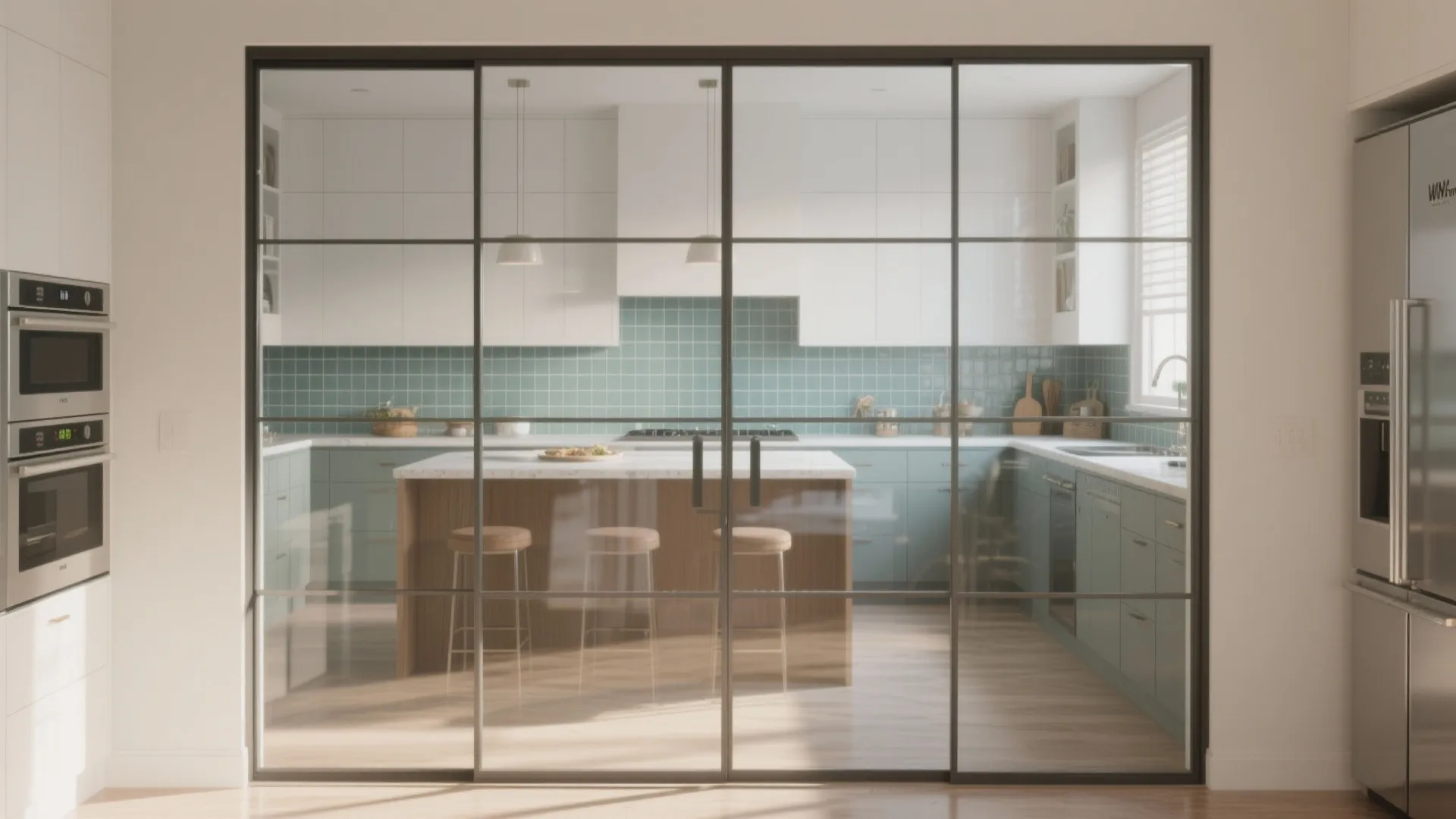 4. Clear glass doors with low-iron glazing for undistorted views