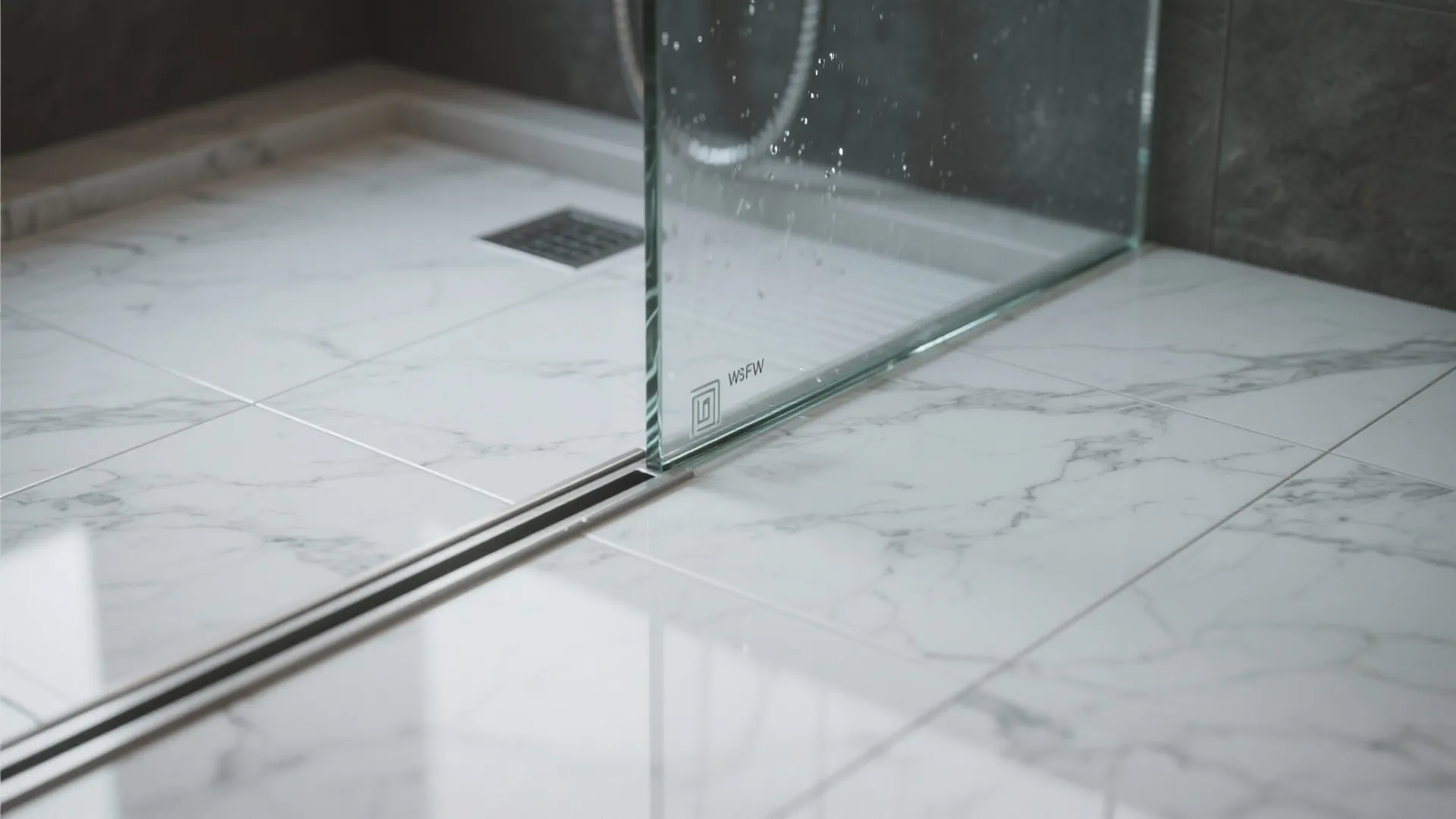 2) Glass-backed walk-in with integrated soaking tub