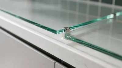 Modern Kitchen Glass Shelf Detail – Sleek & Functional Design