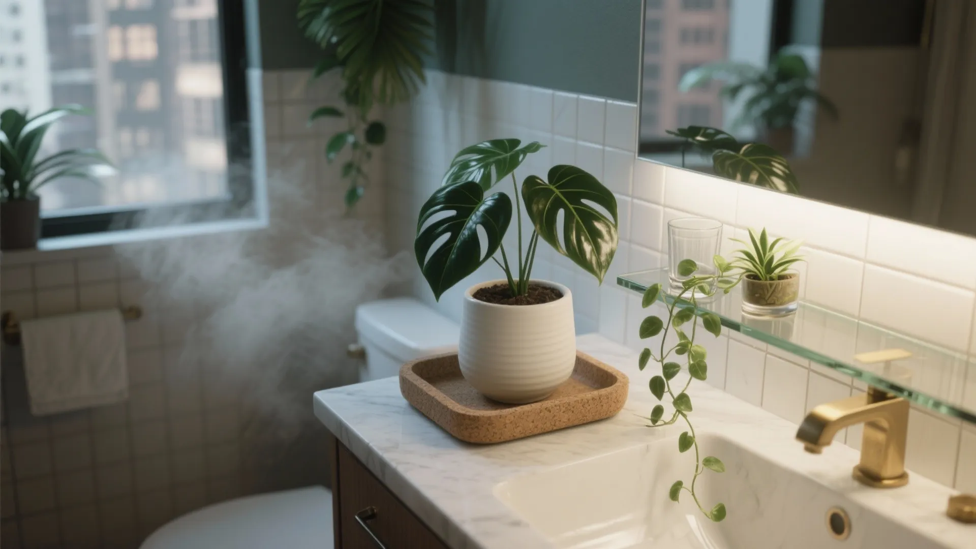 1) Low-light tropicals that love steam