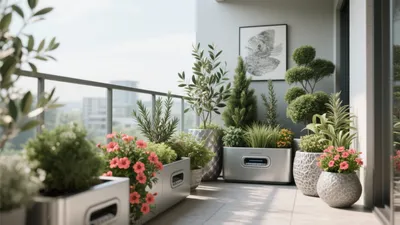 Urban Balcony Garden with Modern Planters
