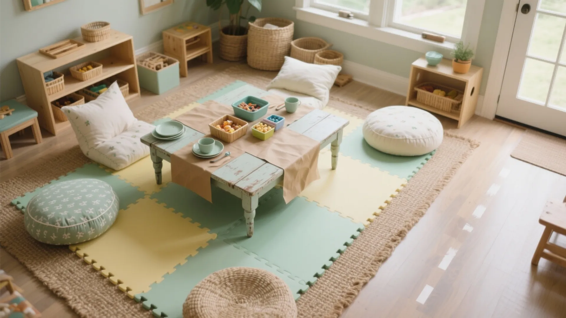 Low Picnic Table + Floor Seating (Montessori-Friendly)