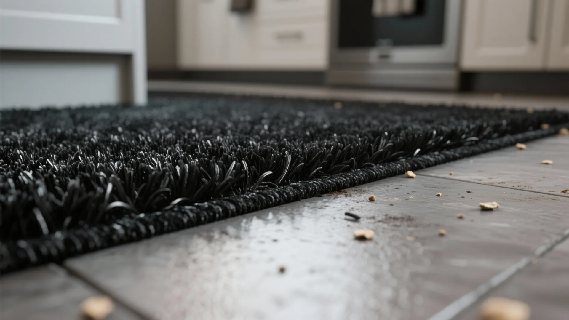 1. Low-Pile, Stain-Resistant Black Carpet for Compact Kitchens