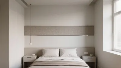 Serene Neutral Bedroom Design with Minimalist Headboard