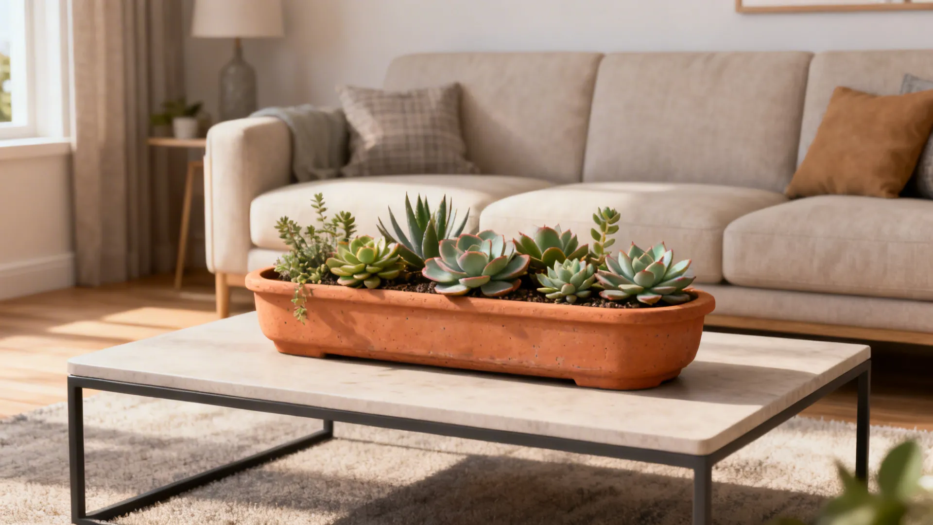 3. Greenery + low planter combo