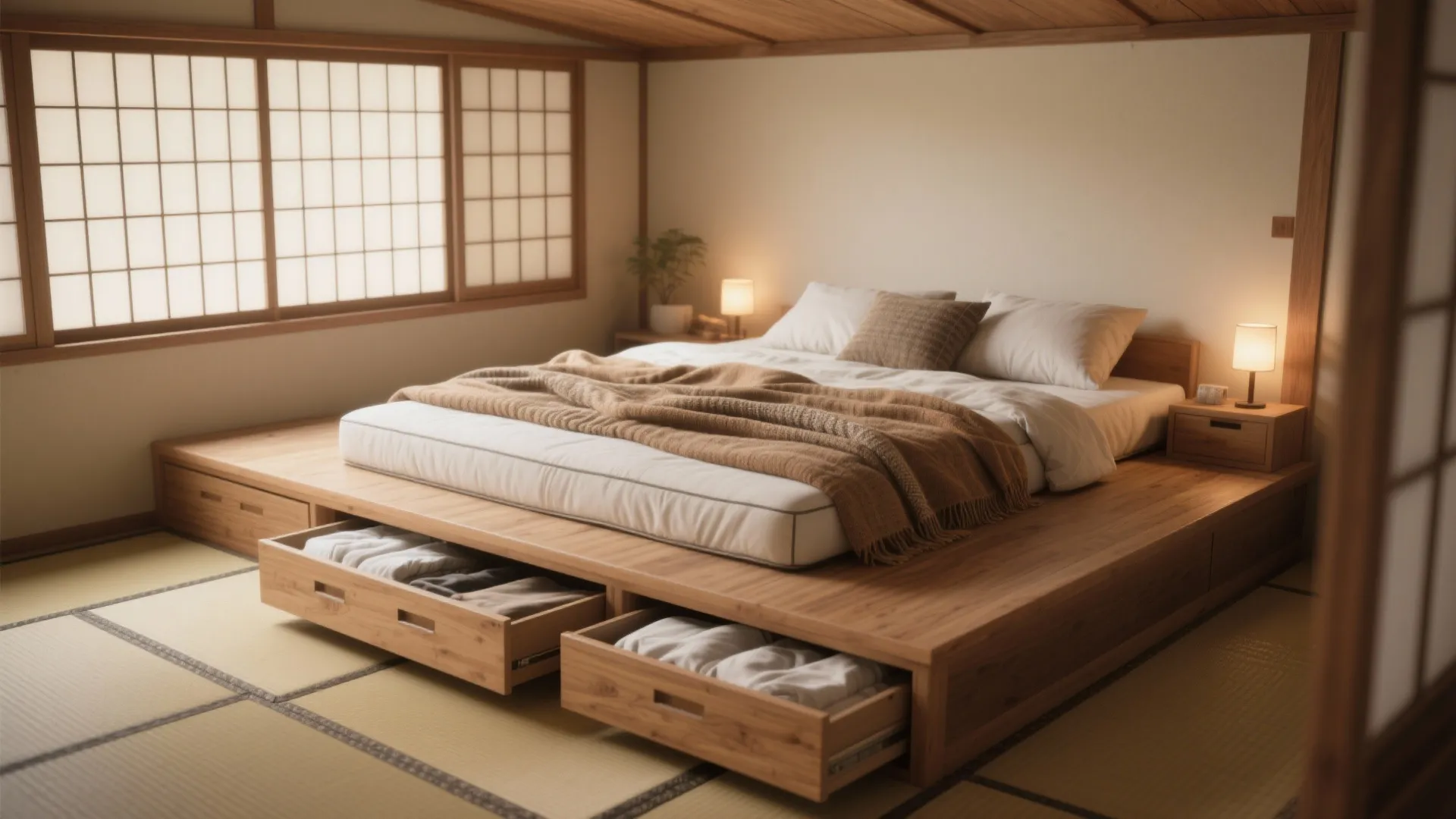 2. Low platform beds and floor-style sleeping