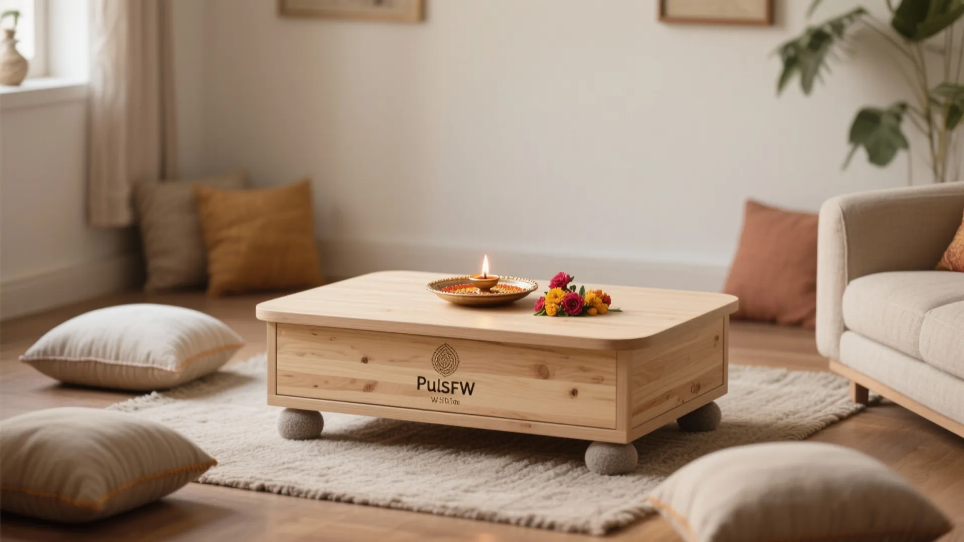 Low-Height Puja Podium for Safe Sightlines